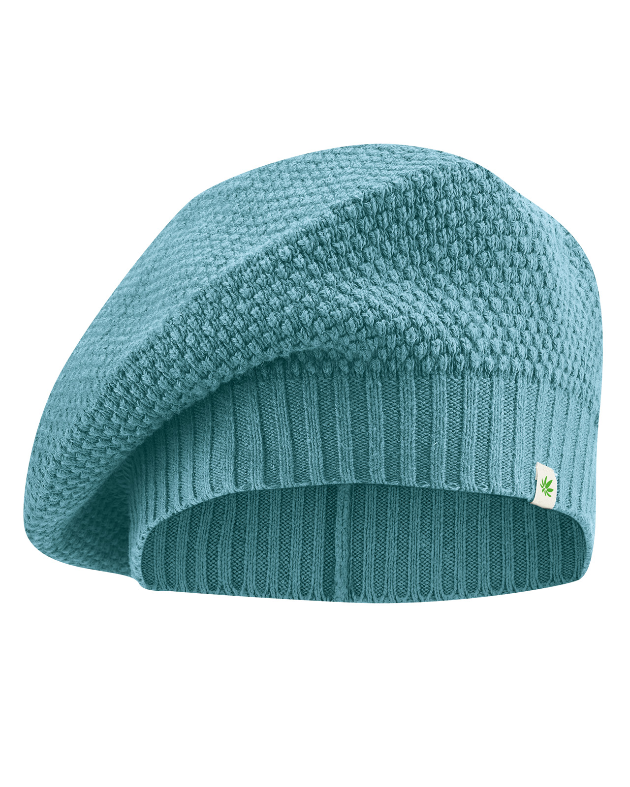 Hempage womens vegan Beret Fine Wave Blue