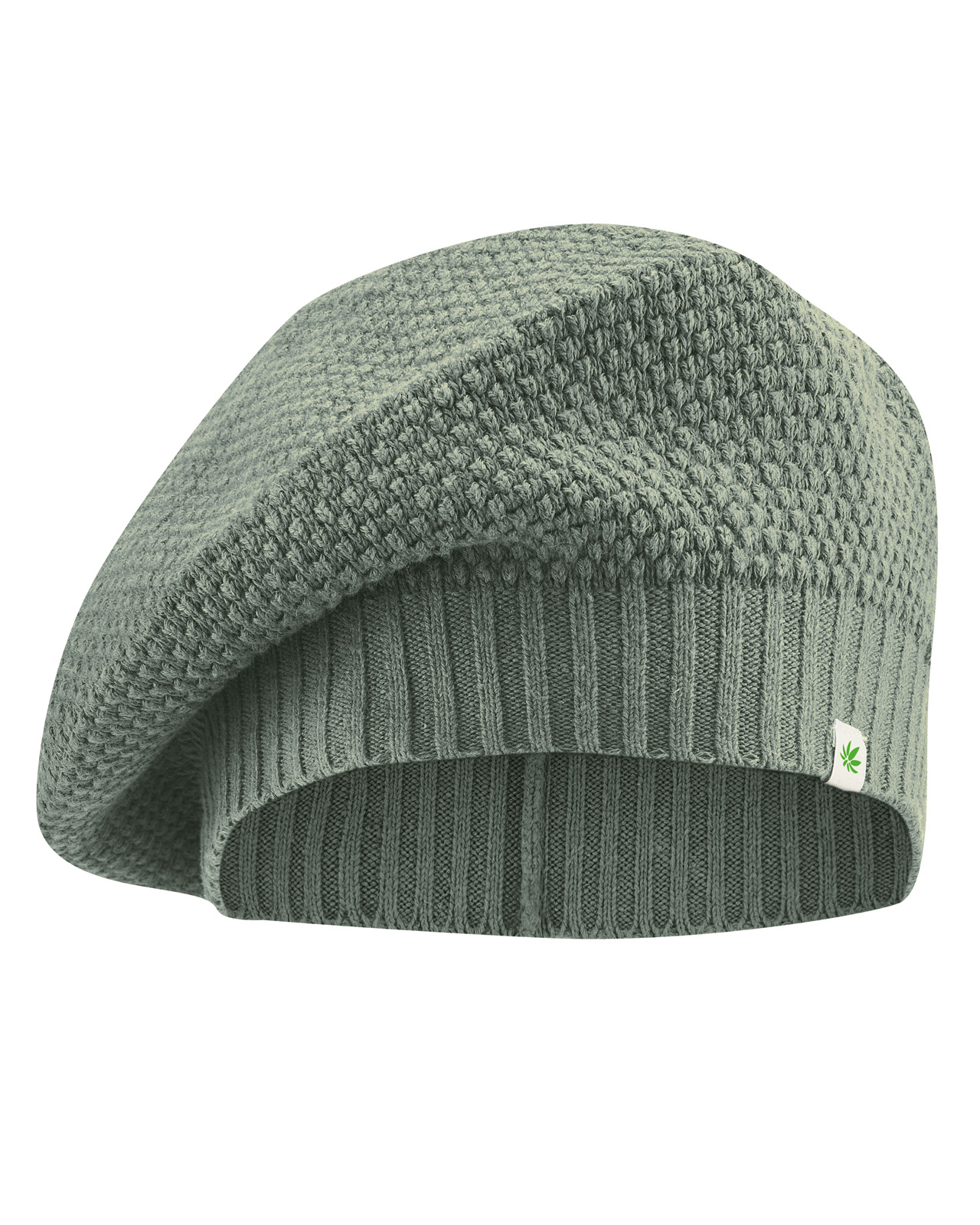 Hempage womens vegan Beret Fine Thyme Green