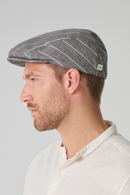 Hempage Herren vegan Flache MÃ¼tze Gestreift Asphalttgrau