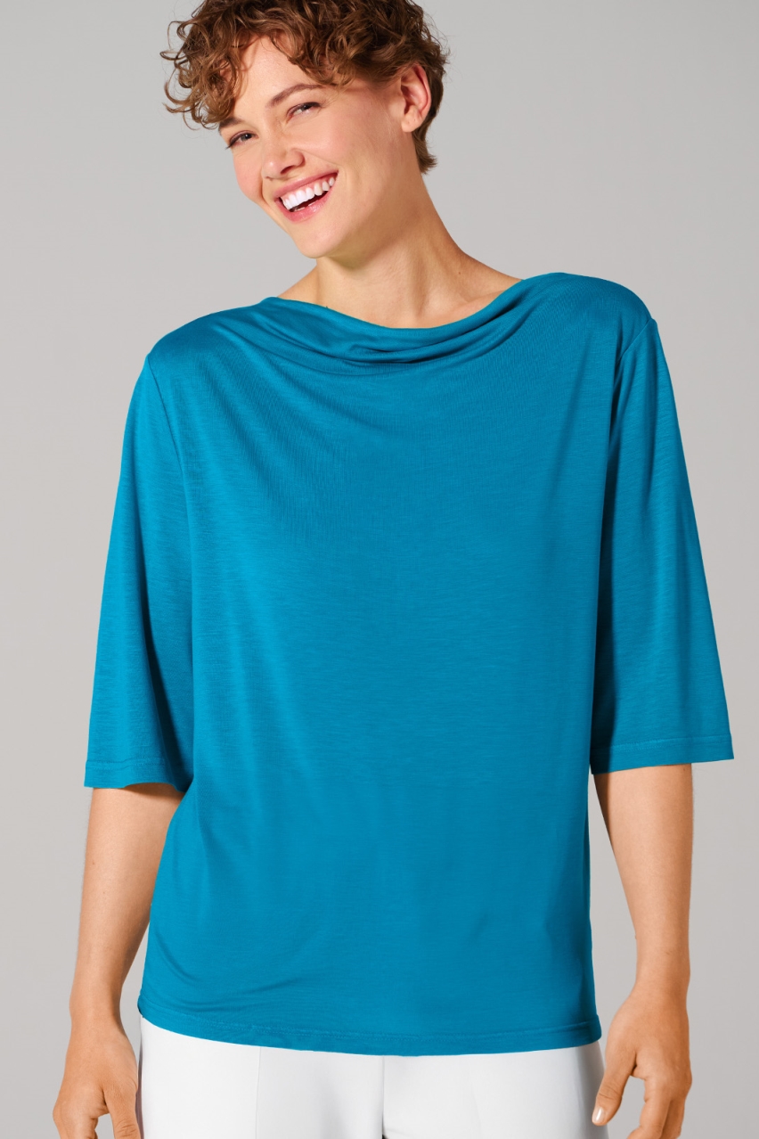Hempage womens vegan Top Waterfall Azure Blue