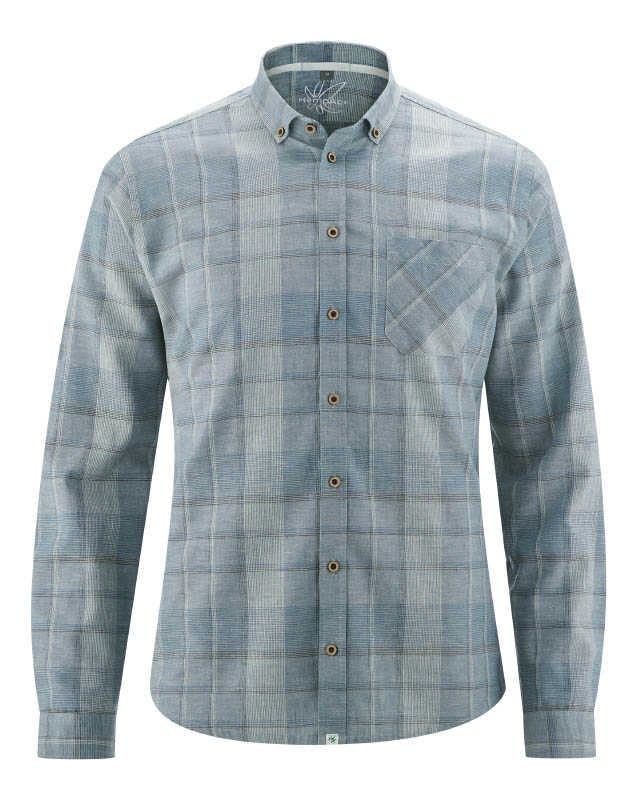 Hempage men vegan Casual Shirt Checked Aloe