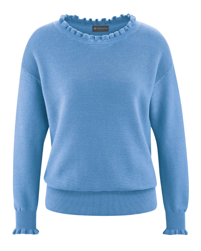 Hempage womens vegan Knitted Sweater Elegant Heaven Blue