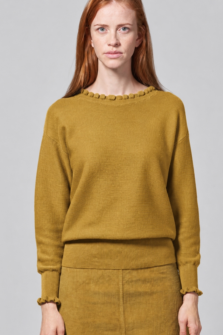 HempAge Damen vegan Strickpullover Elegant In Erdnussbraun