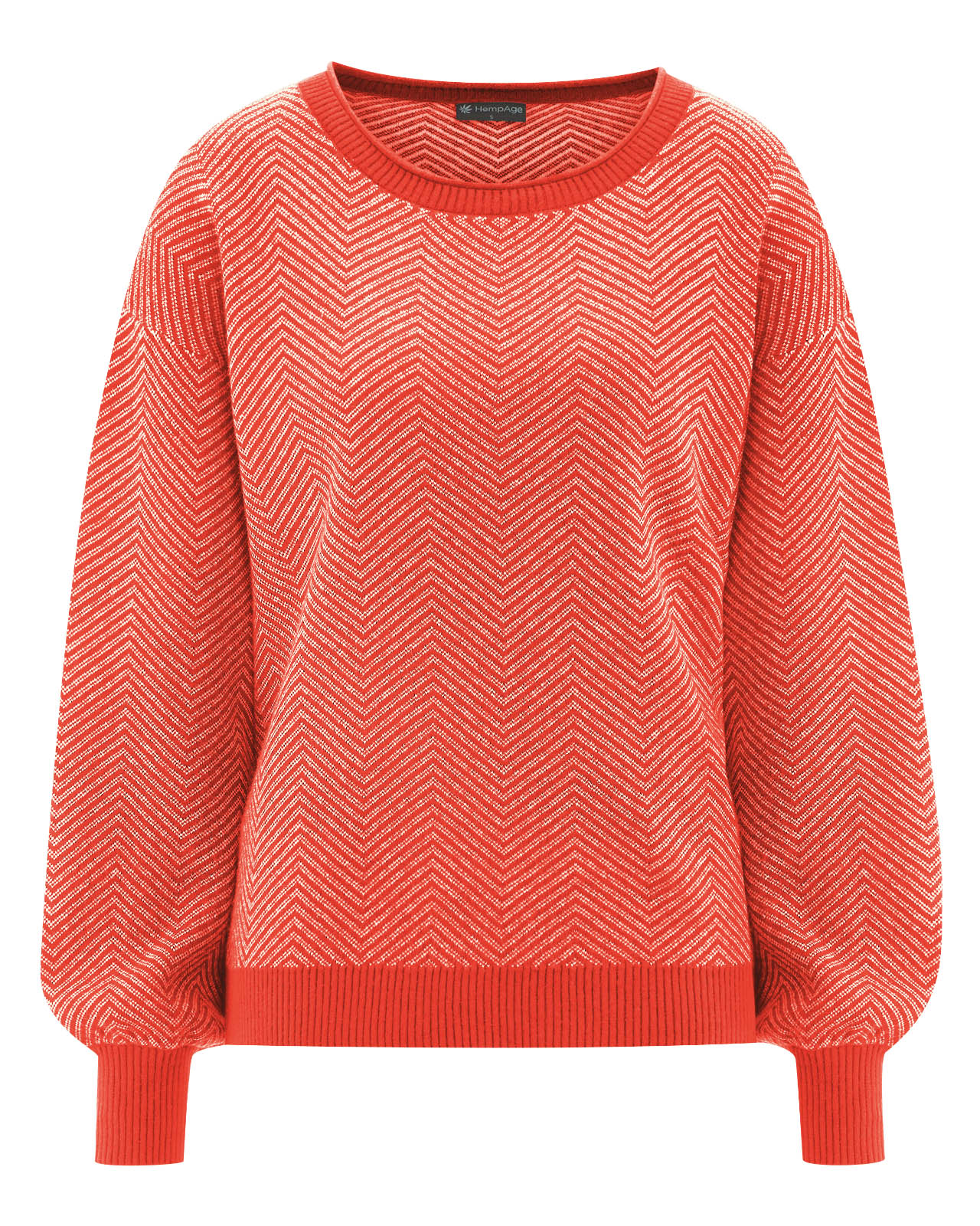 Hempage womens vegan Sweater Modern Jacquard Brick/Natural