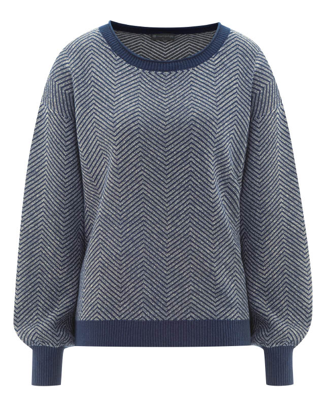 Hempage womens vegan Sweater Modern Jacquard Navy