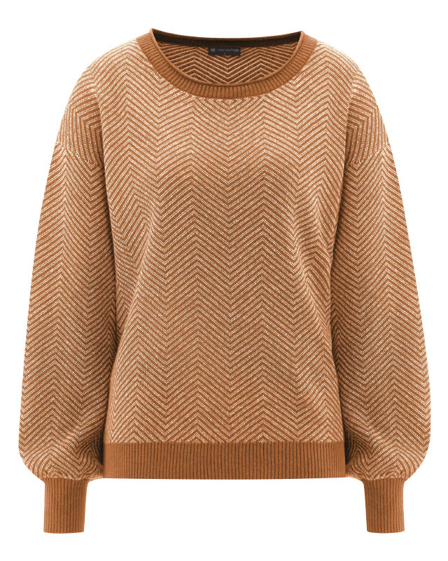 Hempage womens vegan Sweater Modern Jacquard Almond/Natural