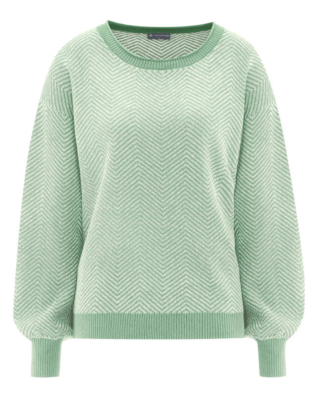 Hempage womens vegan Sweater Modern Jacquard Menta Green/Natural