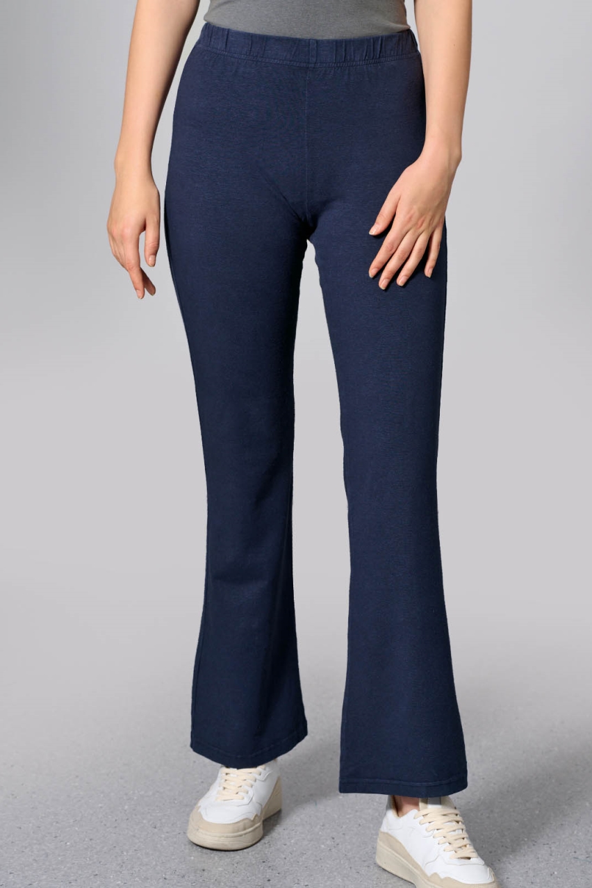 HempAge Damen vegan Hose Mit Ausgestelltem Bein Marineblau