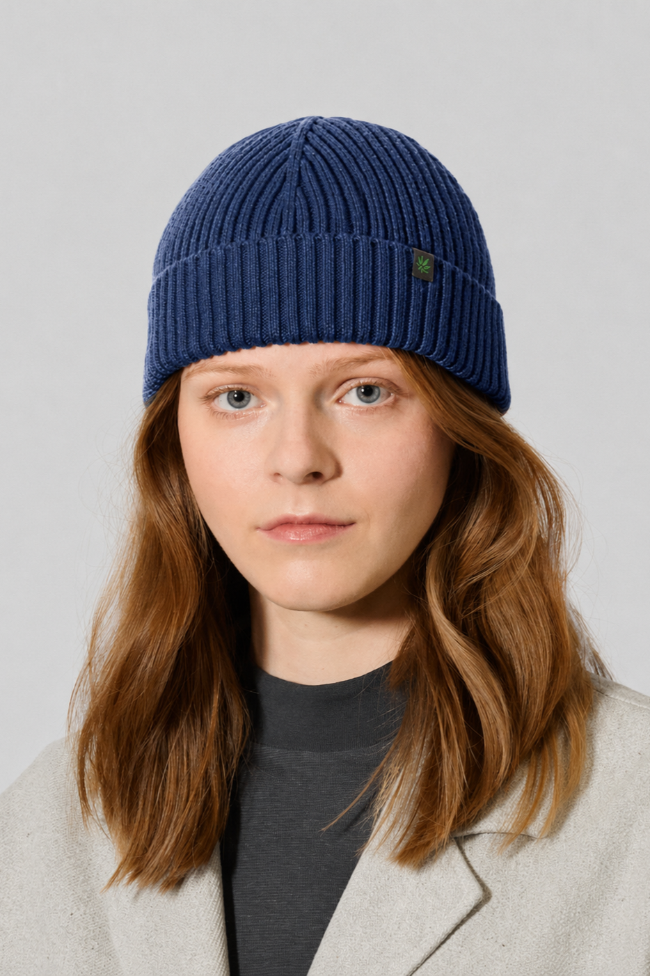 Hempage womens vegan Docker Cap Unisex Short Cut Night Blue