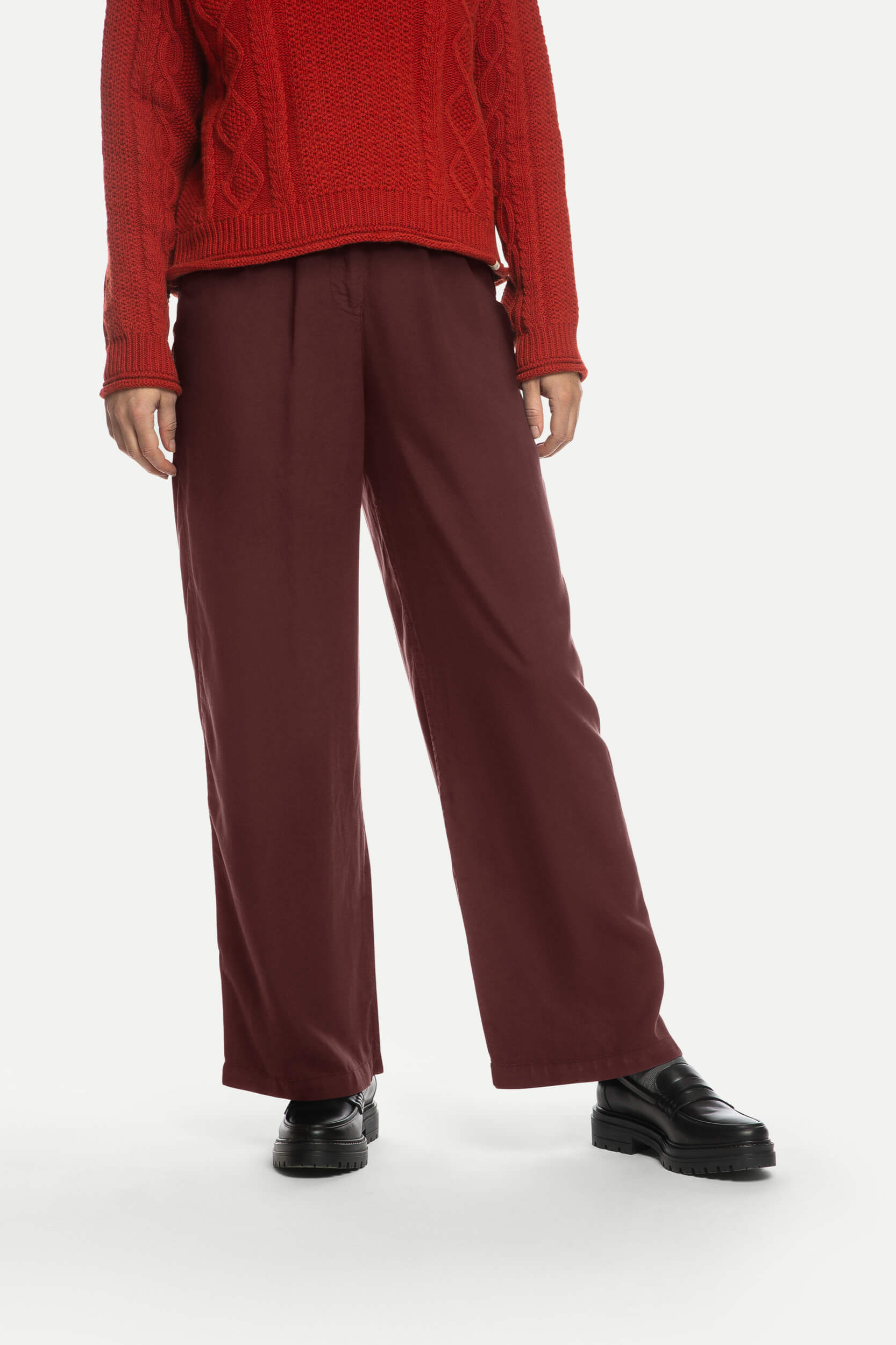 MATONA Damen vegan Hose Mit Falten Weinrot