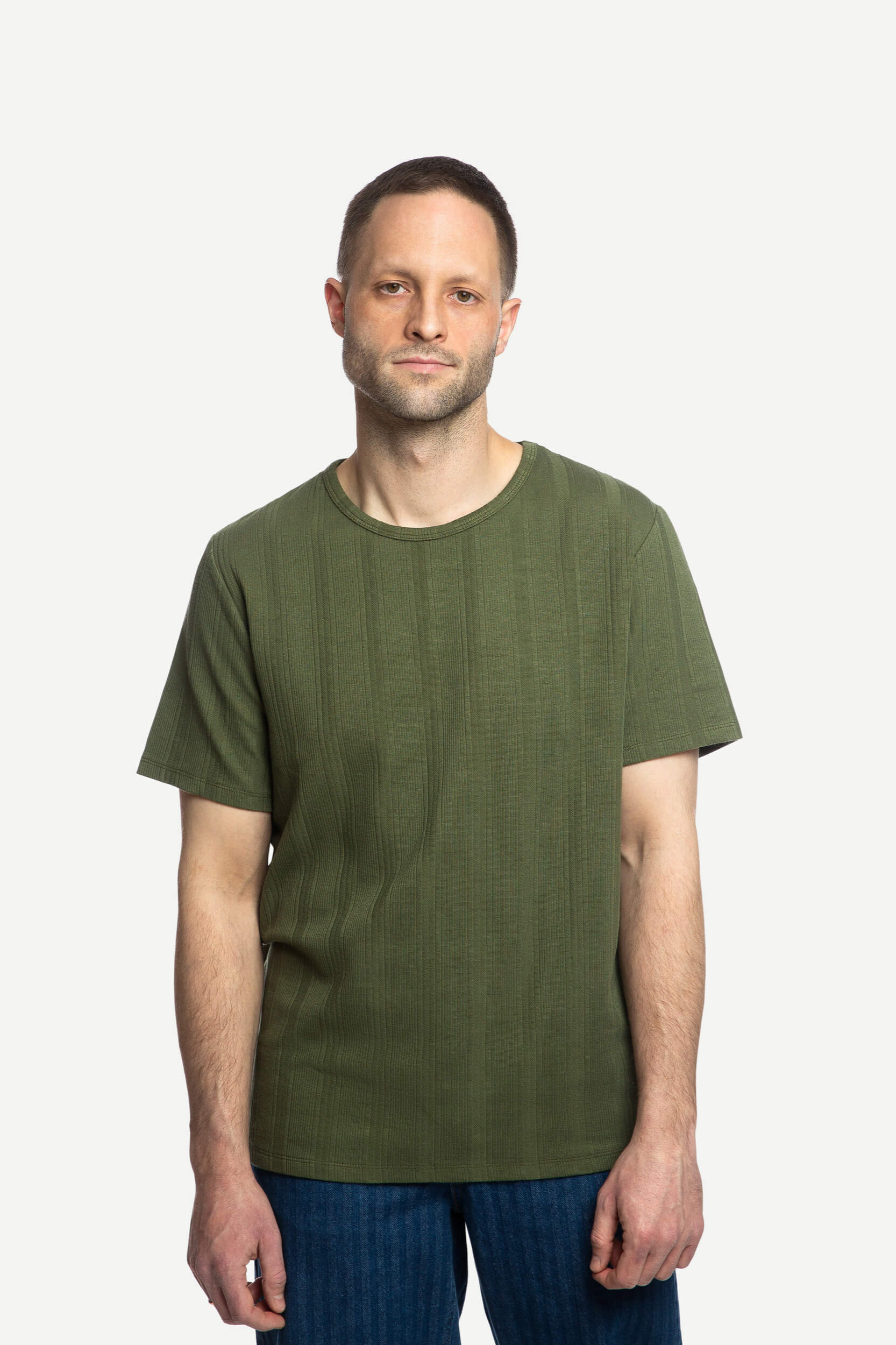 MATONA Herren vegan T-Shirt Kurz&Atilde;&curren;rmelig Rippstrick Bronze-Gr&Atilde;&frac14;n