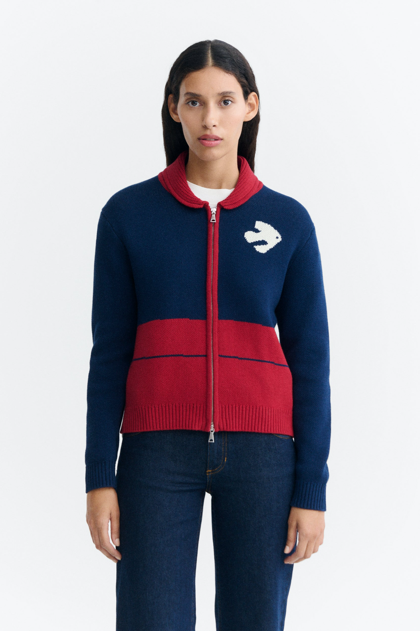 Thinking mu Damen vegan Cardigan Laufhose Tessa Marineblau/Rot