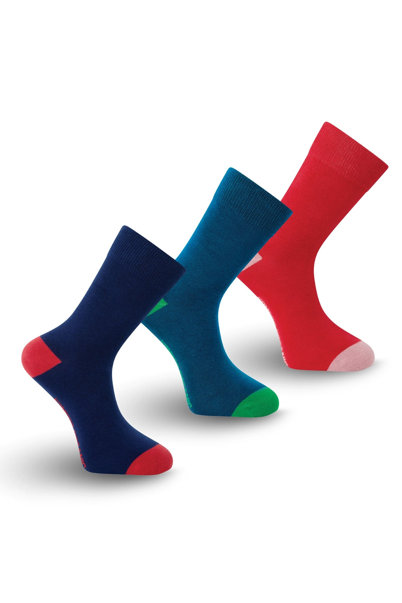 KOMODO womens vegan Socks Punchy 3-Pack Gift Box Navy Green Red
