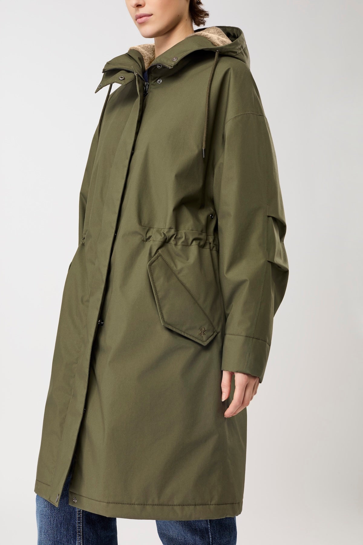 LangerChen womens vegan Parka Long Lightly Padded Olive