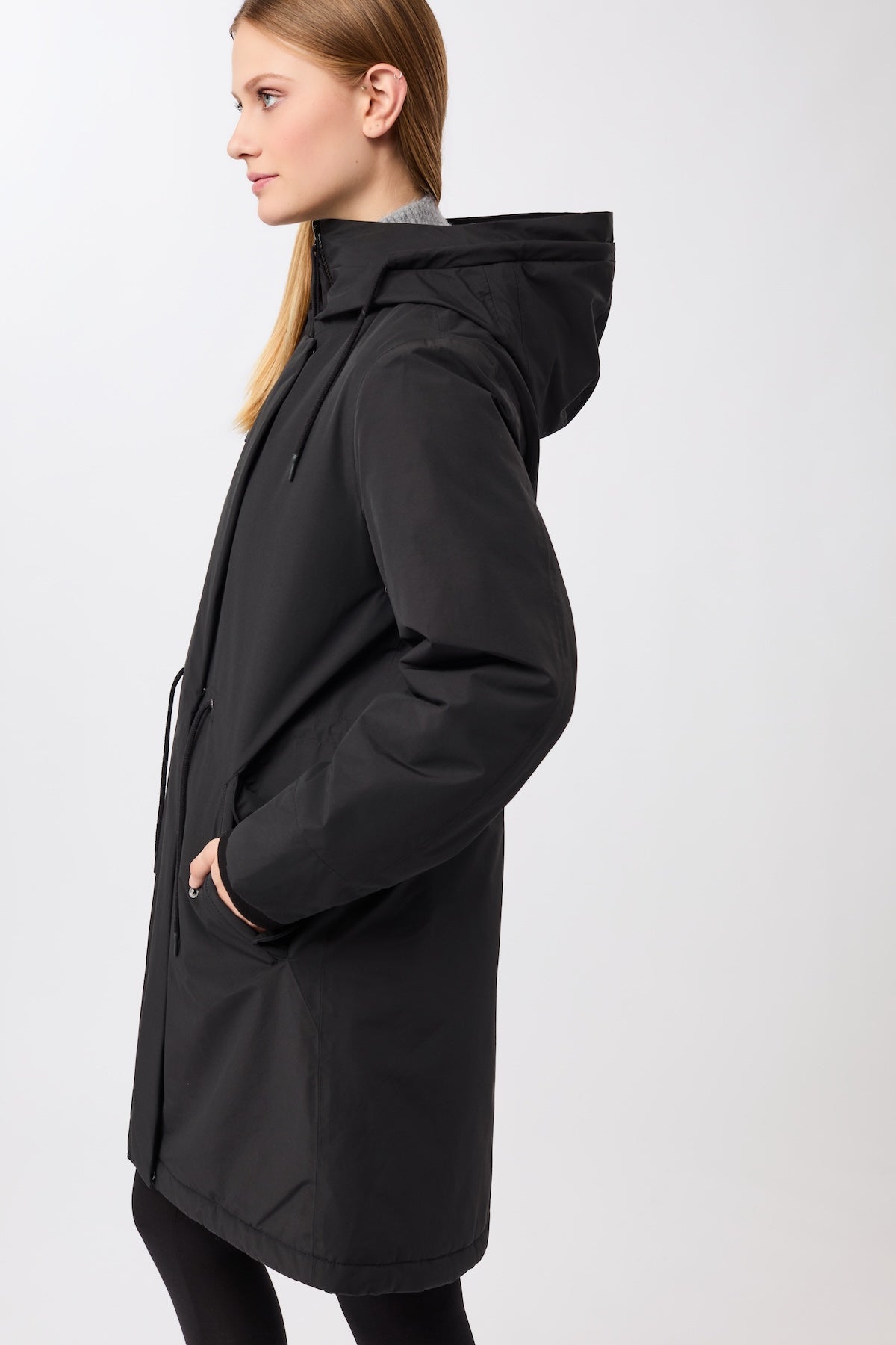 LangerChen womens vegan Parka Loose Fit Padded Black