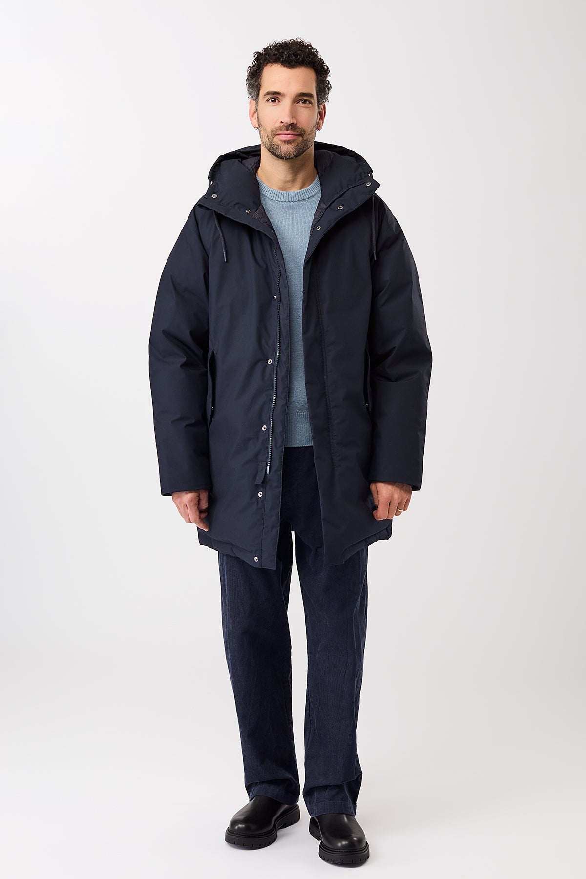 LangerChen men vegan Parka Hooded Navy