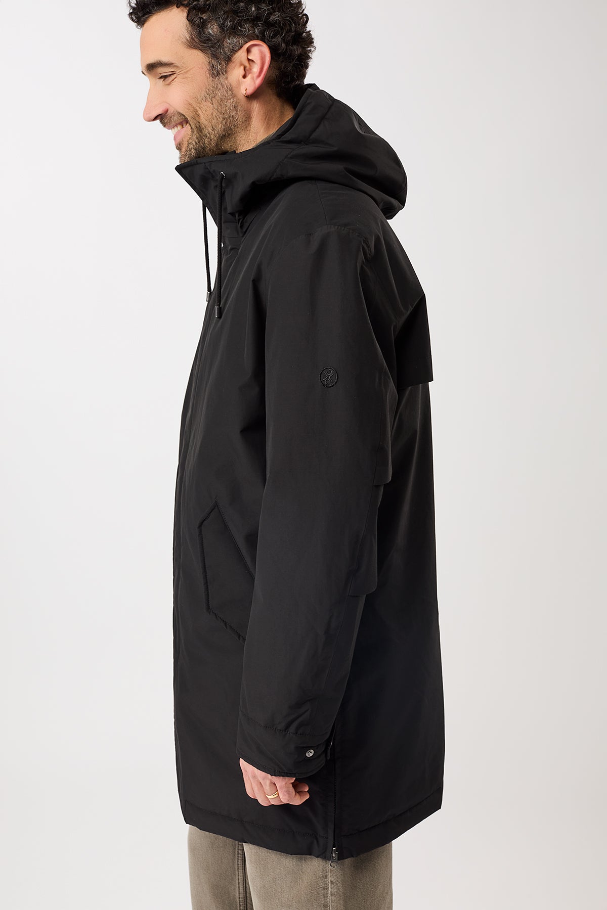 LangerChen men vegan Parka Long Padded Functional Features Black