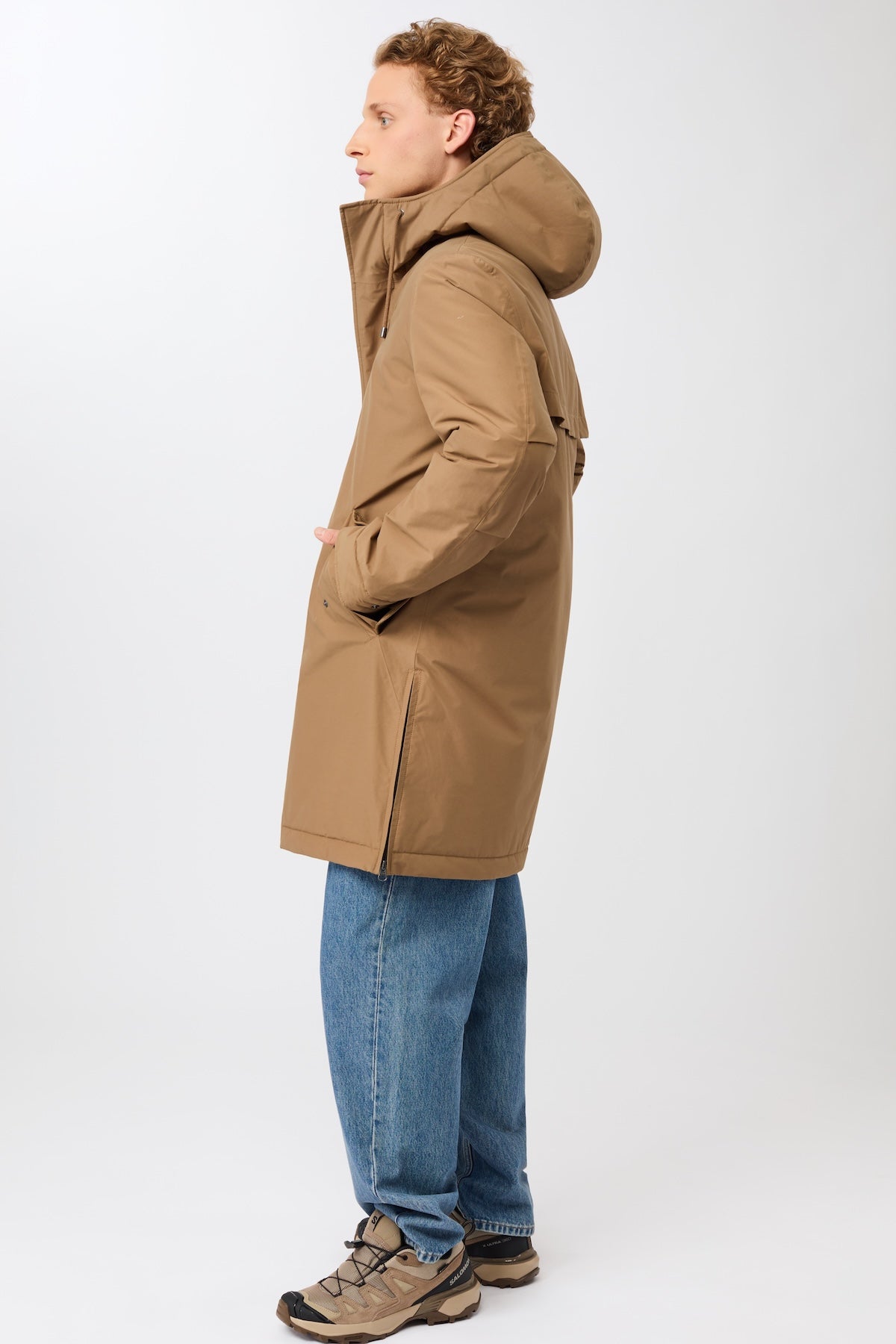 LangerChen men vegan Parka Long Padded Functional Features Oak