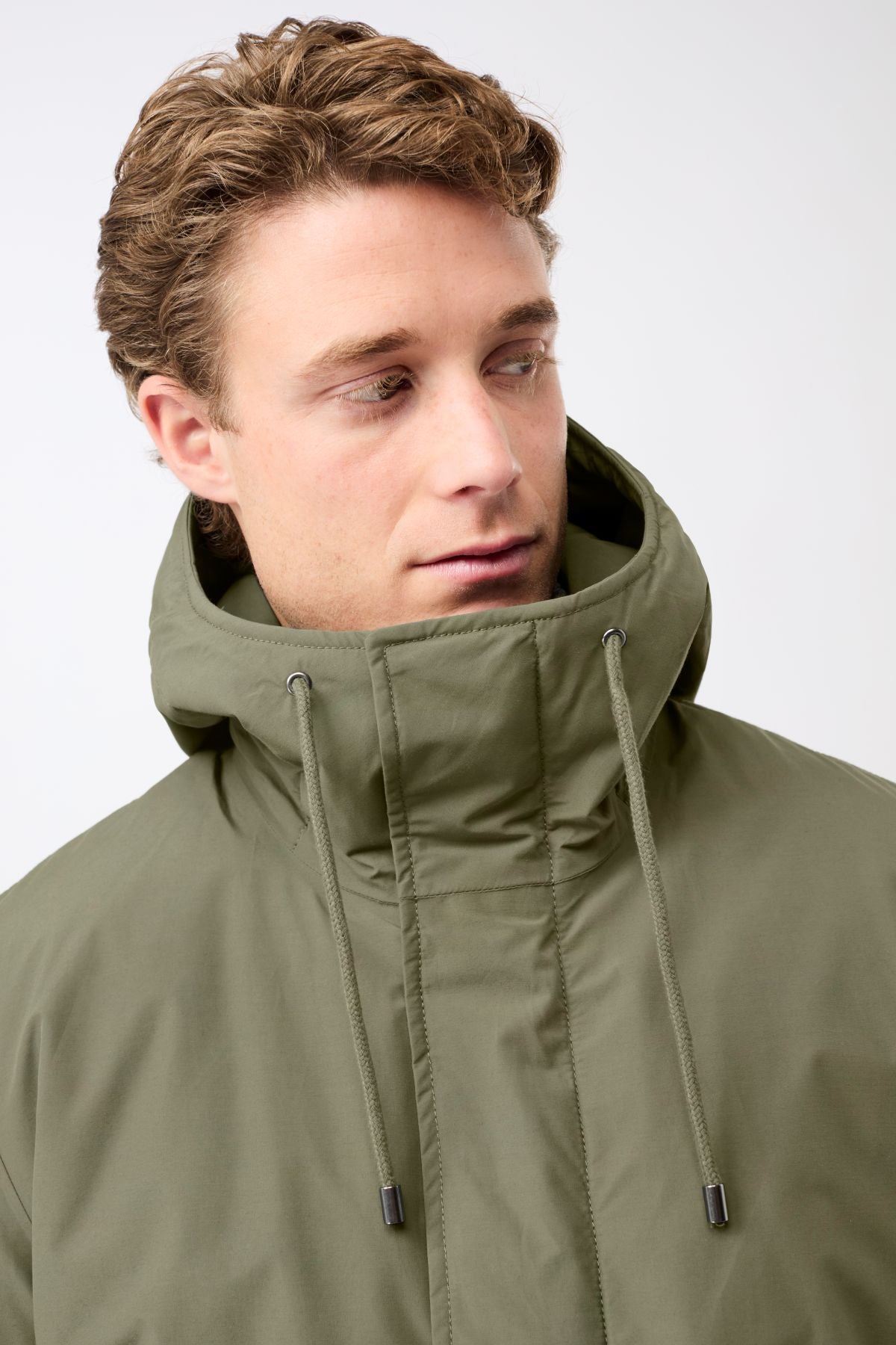 LangerChen men vegan Parka Long Padded Functional Features Sencha Green