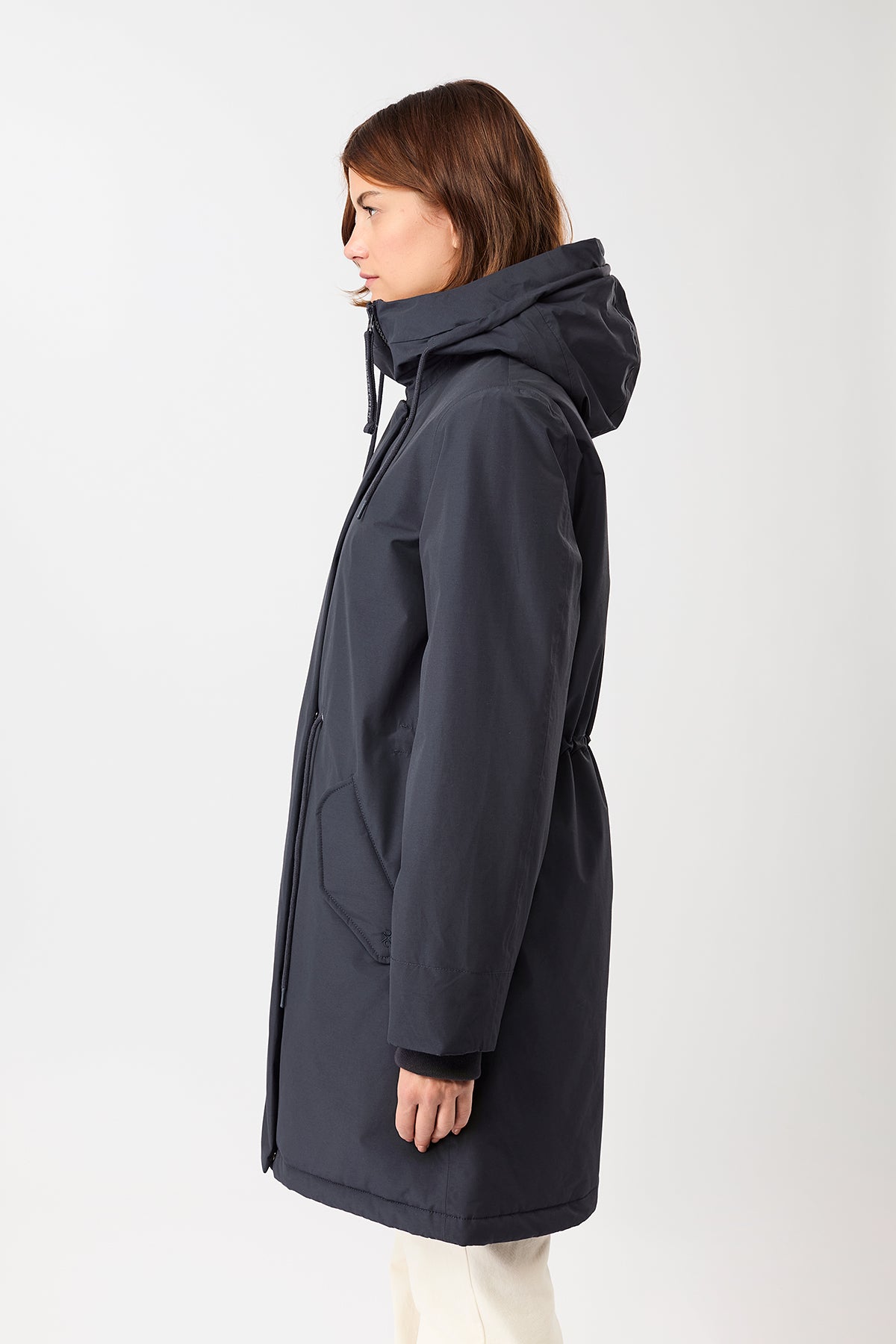 LangerChen womens vegan Parka Loose Fit Padded Navy