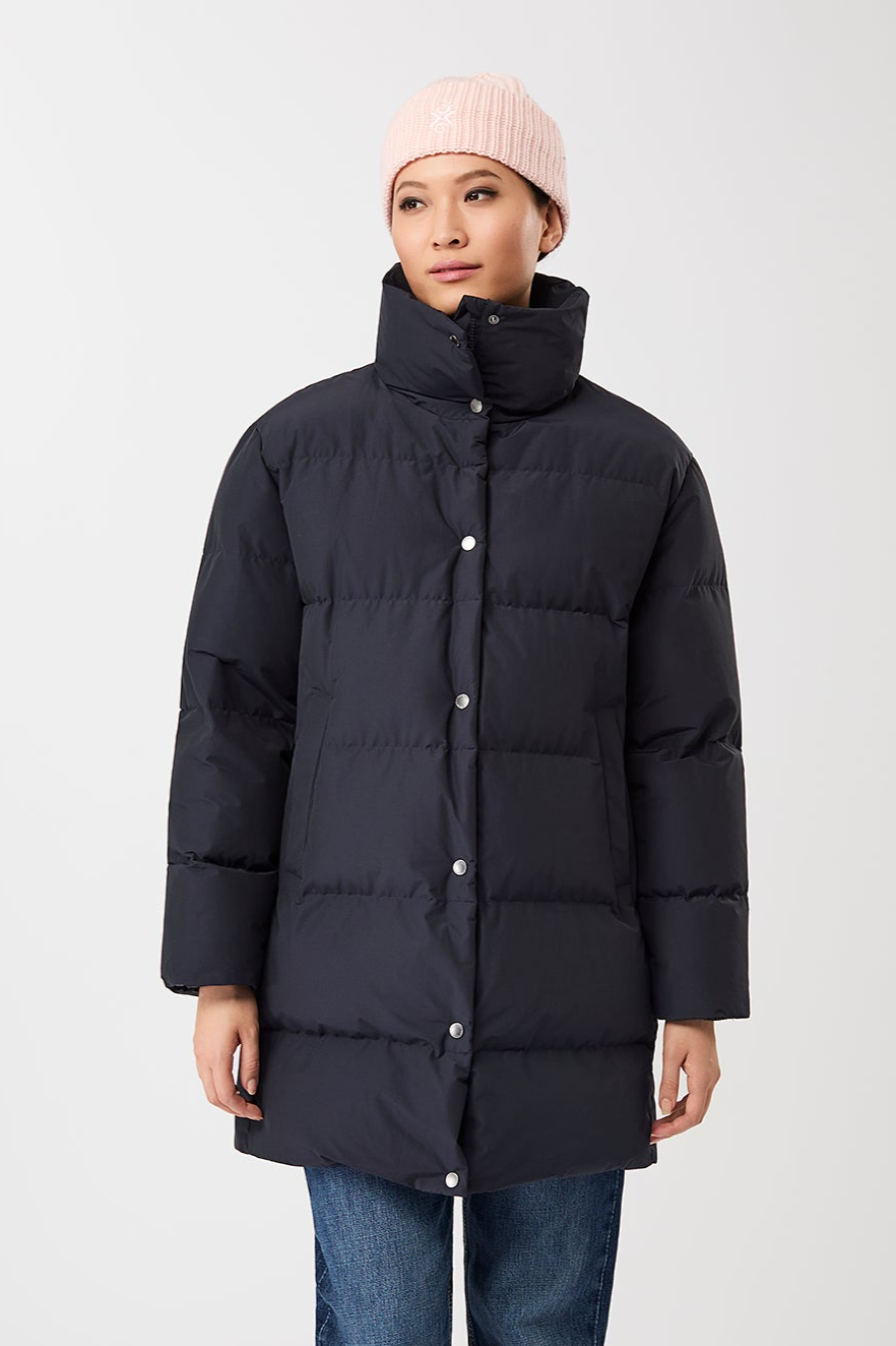 LangerChen womens vegan Jacket Stand Up Collar Navy