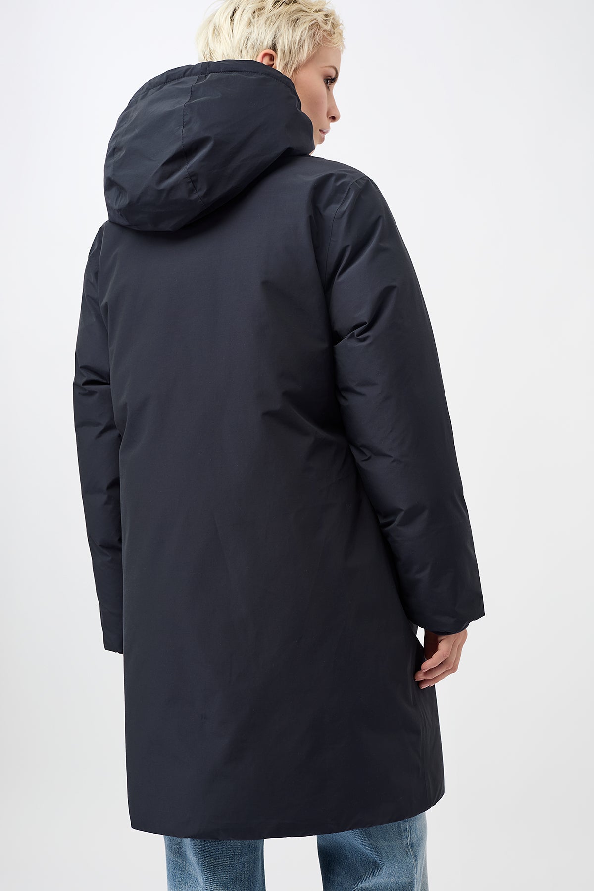 LangerChen womens vegan Jacket Long Hooded Navy