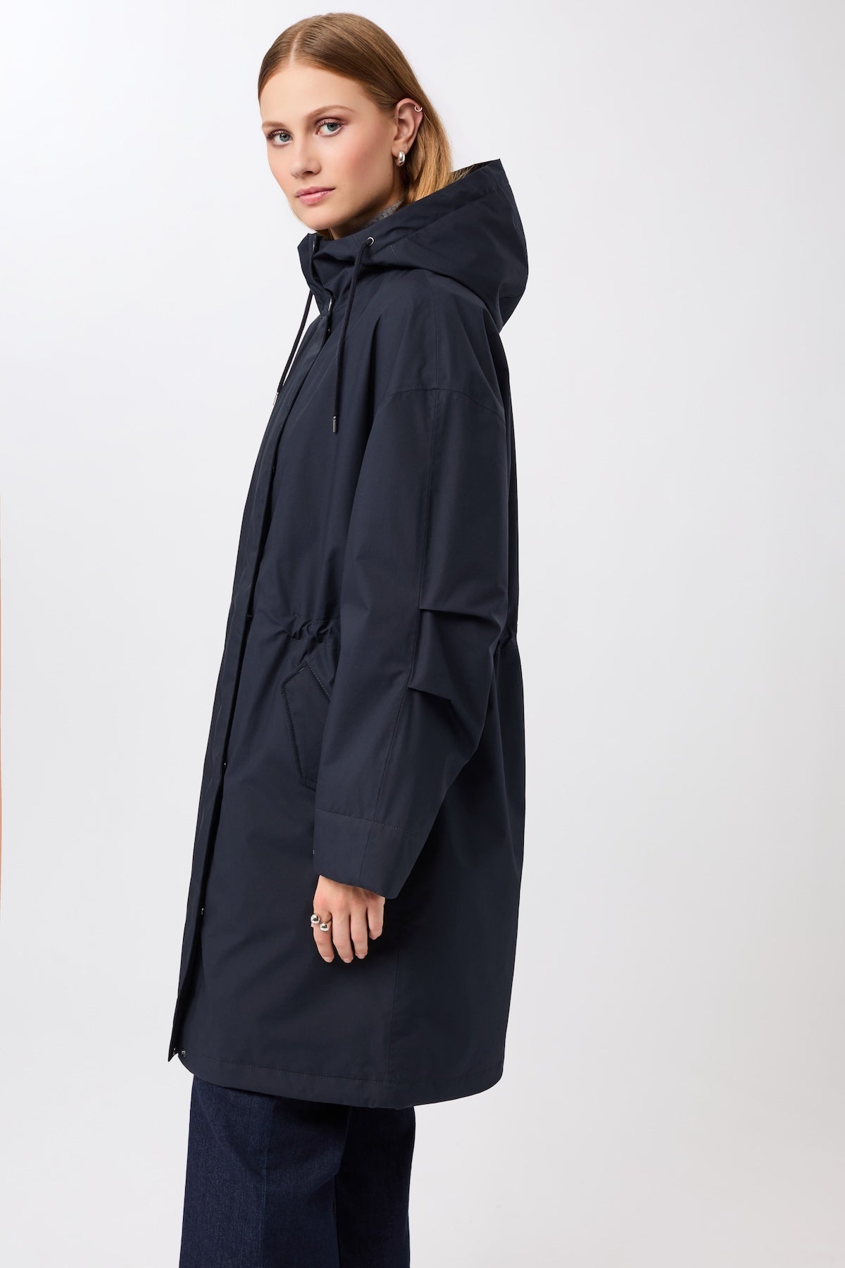 LangerChen womens vegan Parka Long Lightly Padded Navy