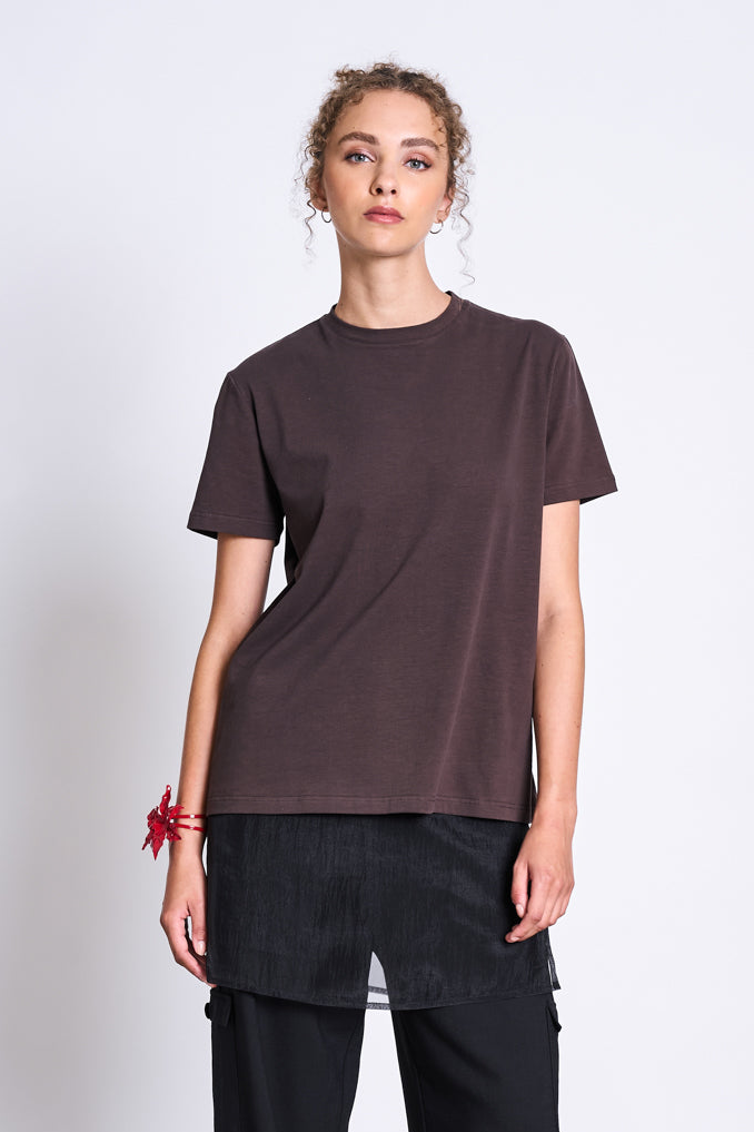 JAN N JUNE Damen vegan T-Shirt Geb&Atilde;&frac14;rstet Boy Mud