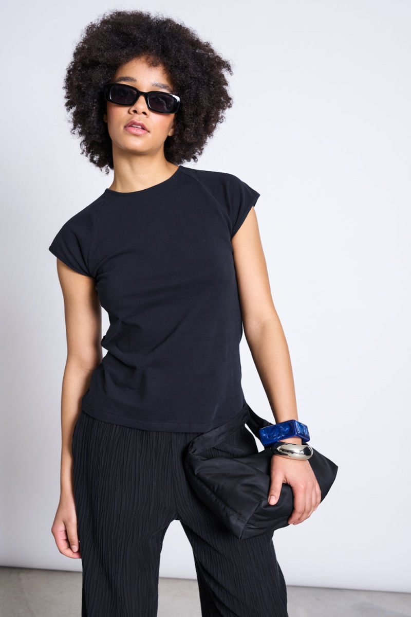 JAN N JUNE Damen vegan T-Shirt Raglan Tami Schwarz