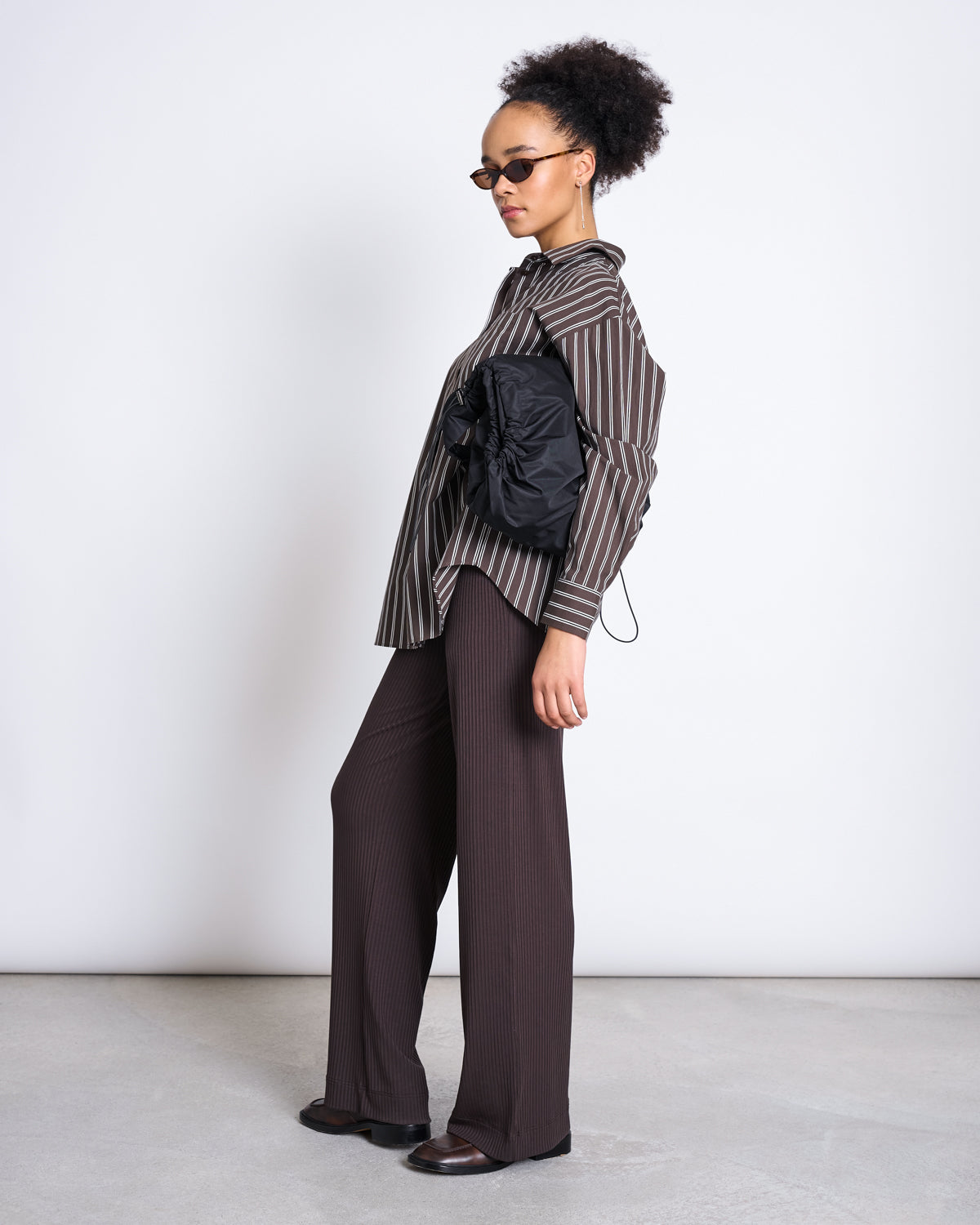 JAN N JUNE womens vegan Shirt Oversized Mamro Mud Striped