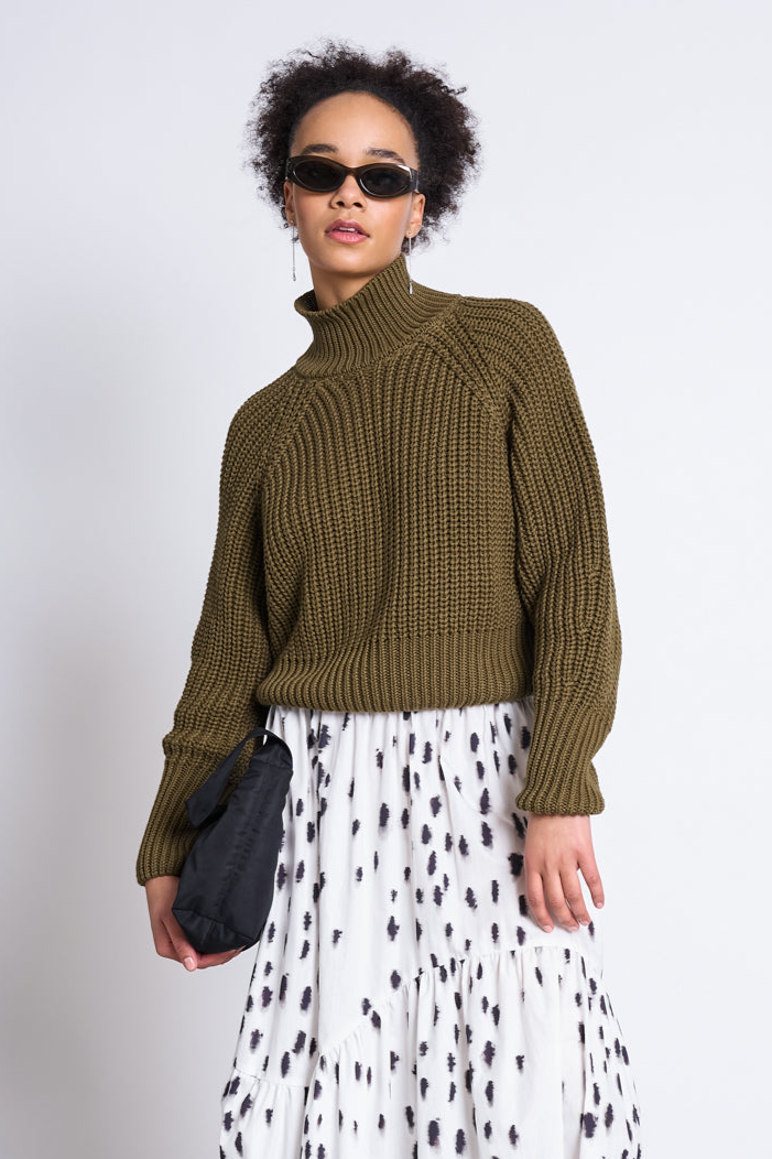 JAN N JUNE Damen vegan Pullover Ola Woody Olive