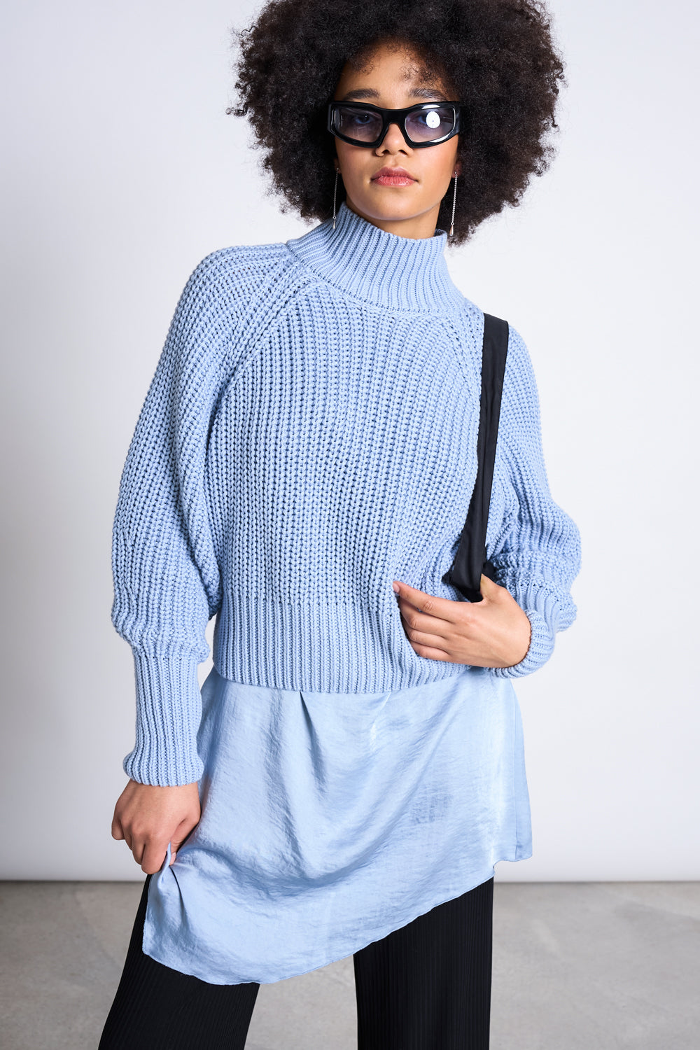 JAN N JUNE Damen vegan Pullover Ola Mittelblau