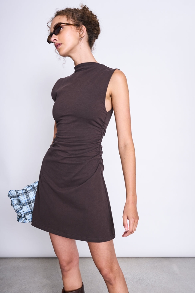 JAN N JUNE Damen vegan Kleid Mini Ruffled Marva Mud
