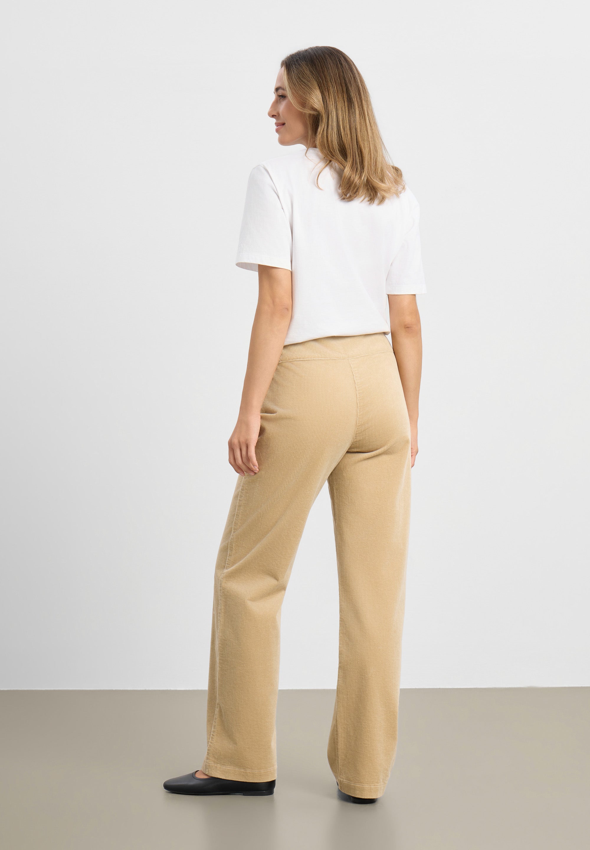LAURIE womens vegan Pants Thea Straight Corduroy Medium Length Cafe Latte