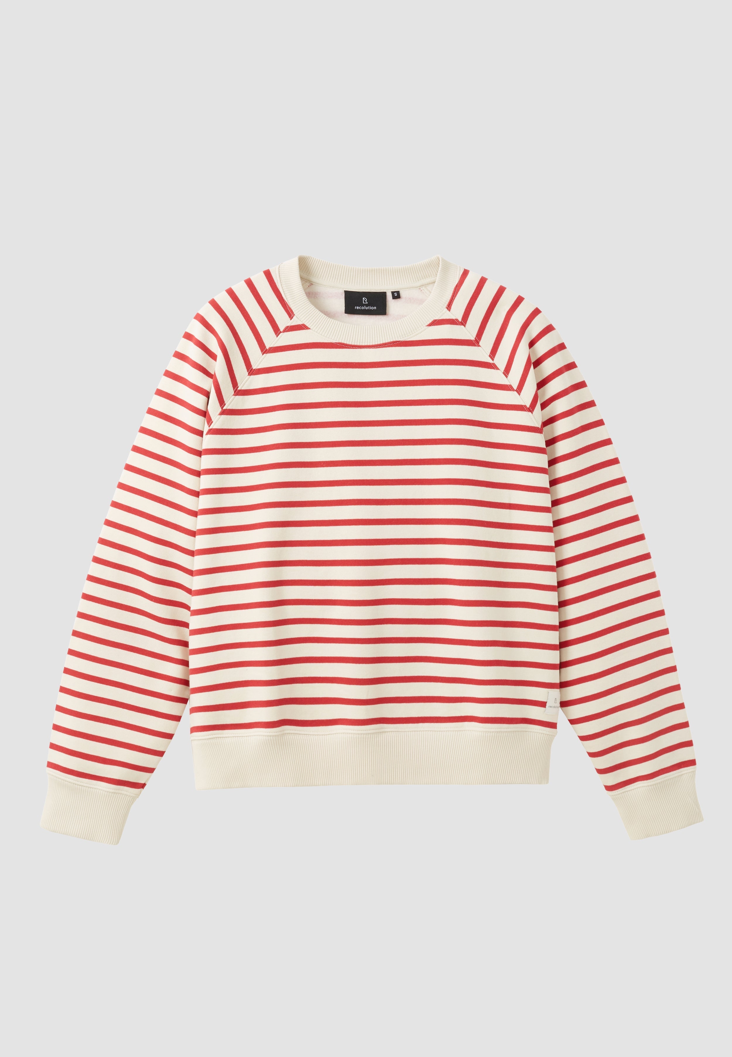 Recolution womens vegan Sweatshirt Allamanda Stripes Signal Red