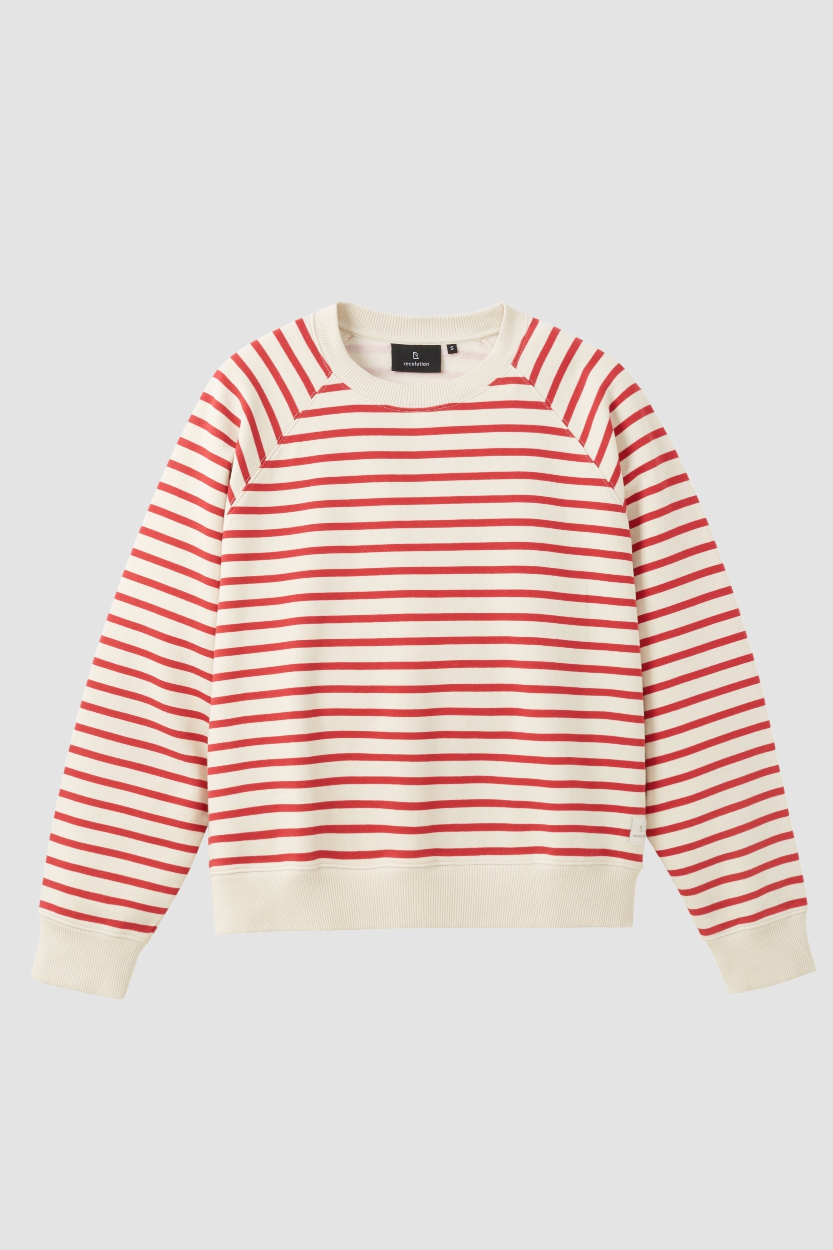 Recolution Damen vegan Sweatshirt Allamanda Stripes In Signalrot