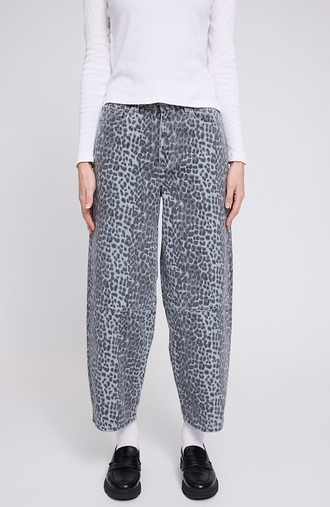 Mazine Damen vegan Jeans Im Barrel Bedruckt Grau