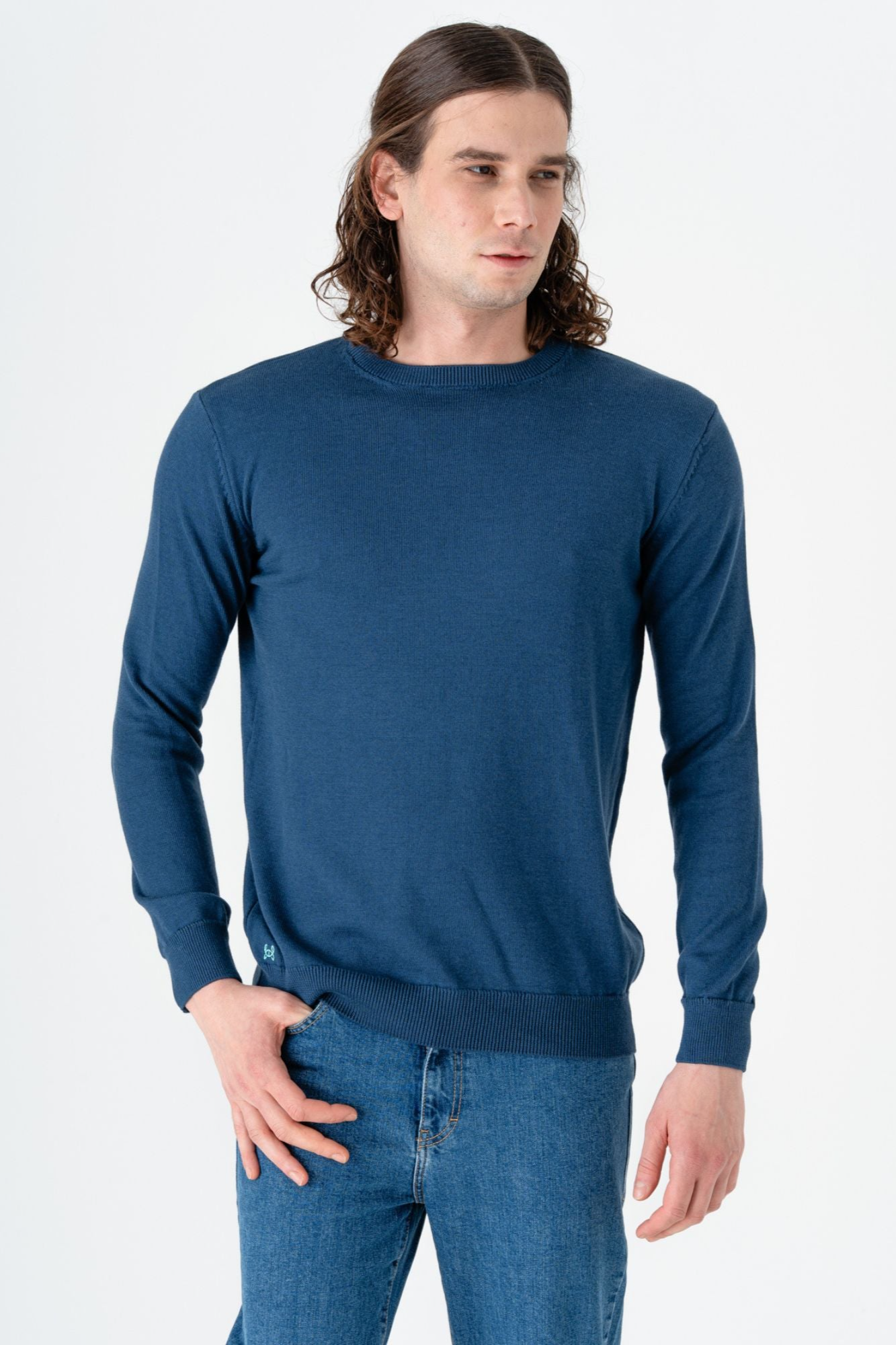 GORG Herren vegan Pullover Mit Rundhalsausschnitt Marineblau