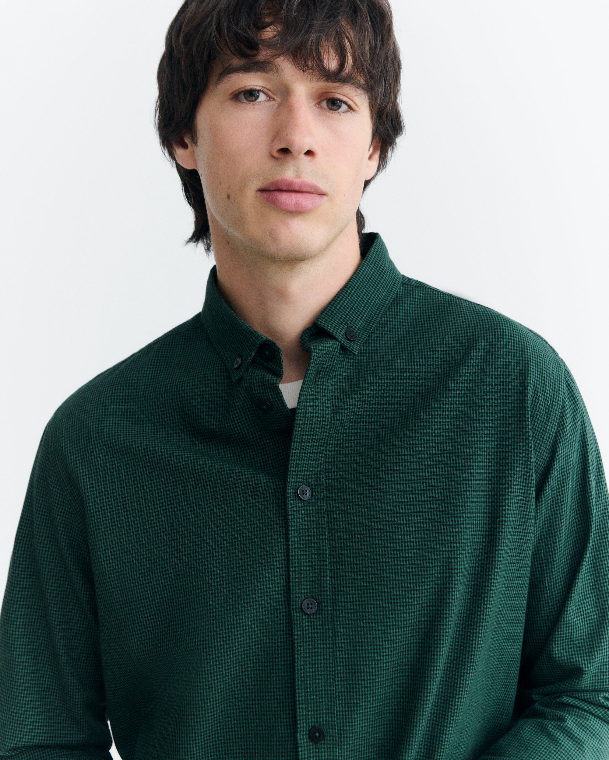Thinking MU men vegan Shirt Ant Plaid Dark Green