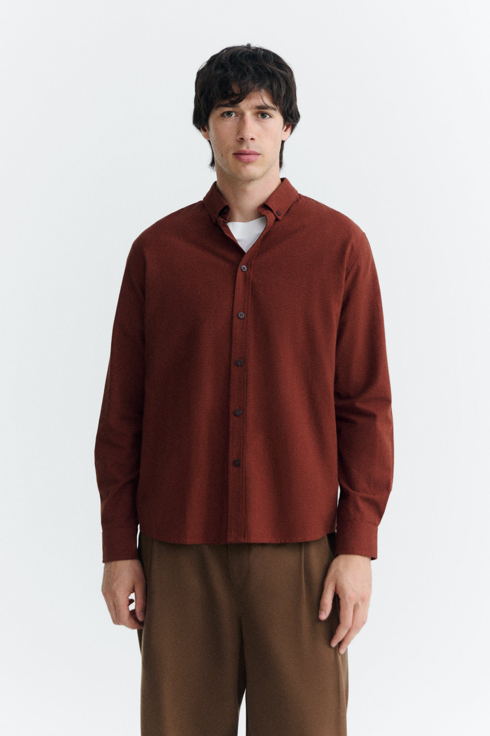 Thinking mu Herren vegan Kariertes Hemd Ant Orange