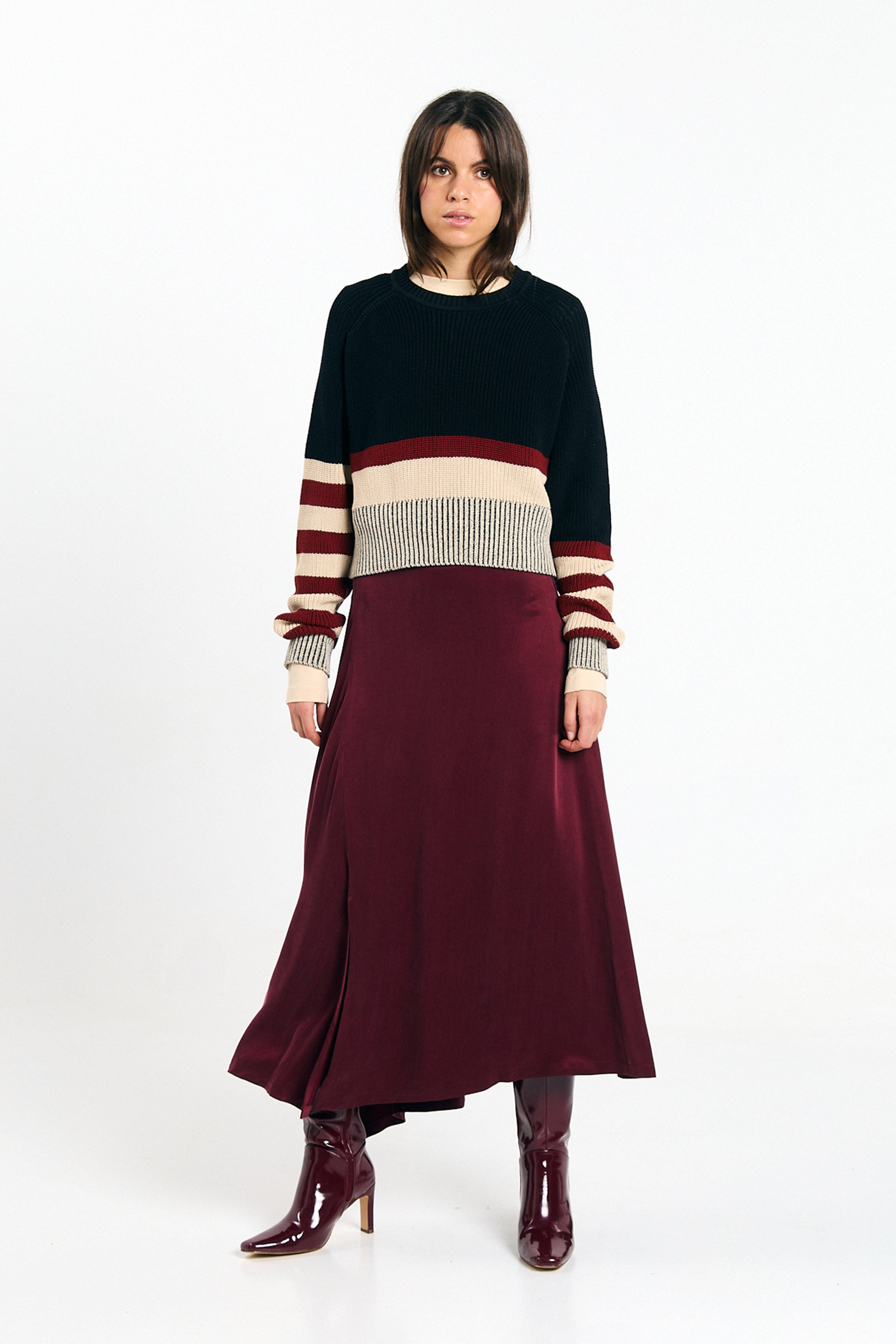SUITE13LAB womens vegan Jumper Nelas Stripes Black