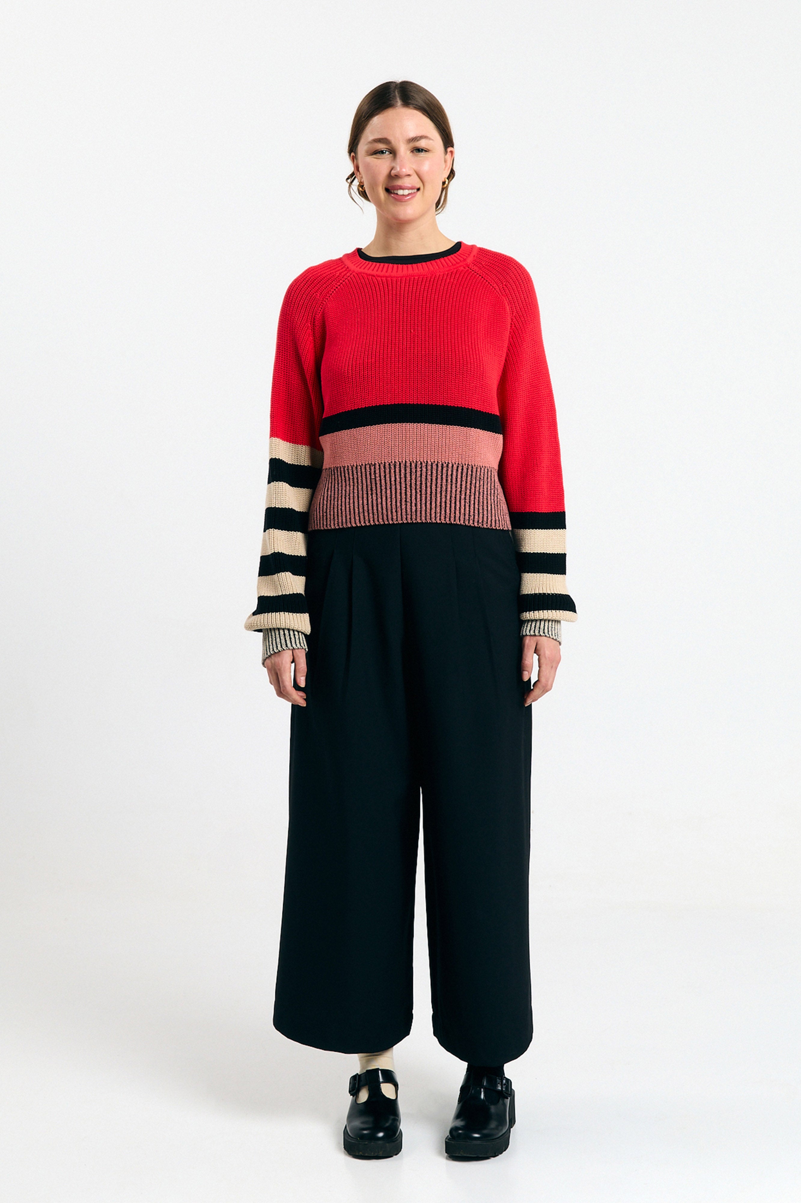 SUITE13LAB womens vegan Jumper Nelas Stripes Red