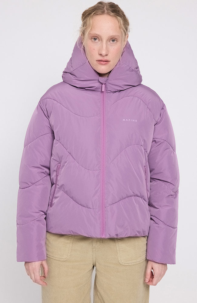 womens vegan Jacket Waves Quilted Short Puffer Grape Pink