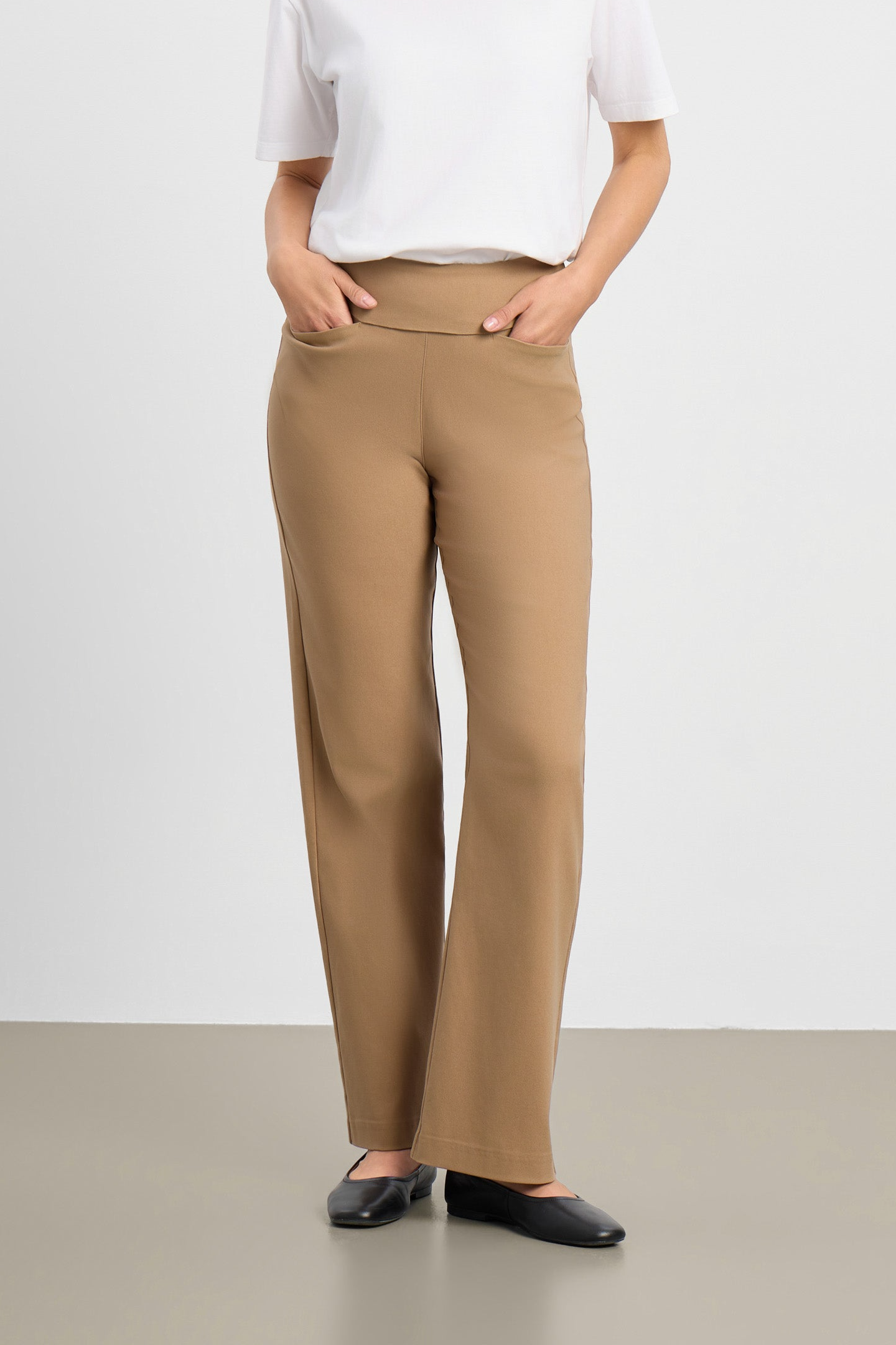 LAURIE Damen vegan Hose Thea Straight Mittellang, Nougat