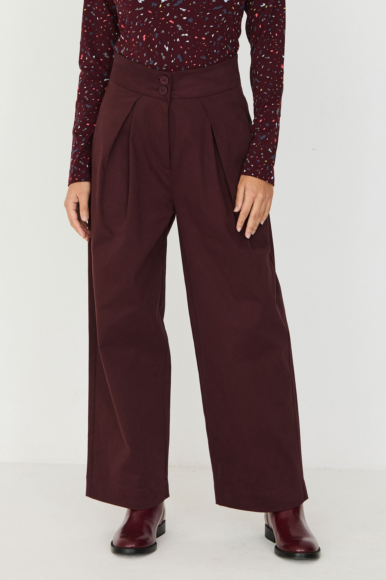 SKFK womens vegan Pants High Waisted Ehiara Brown