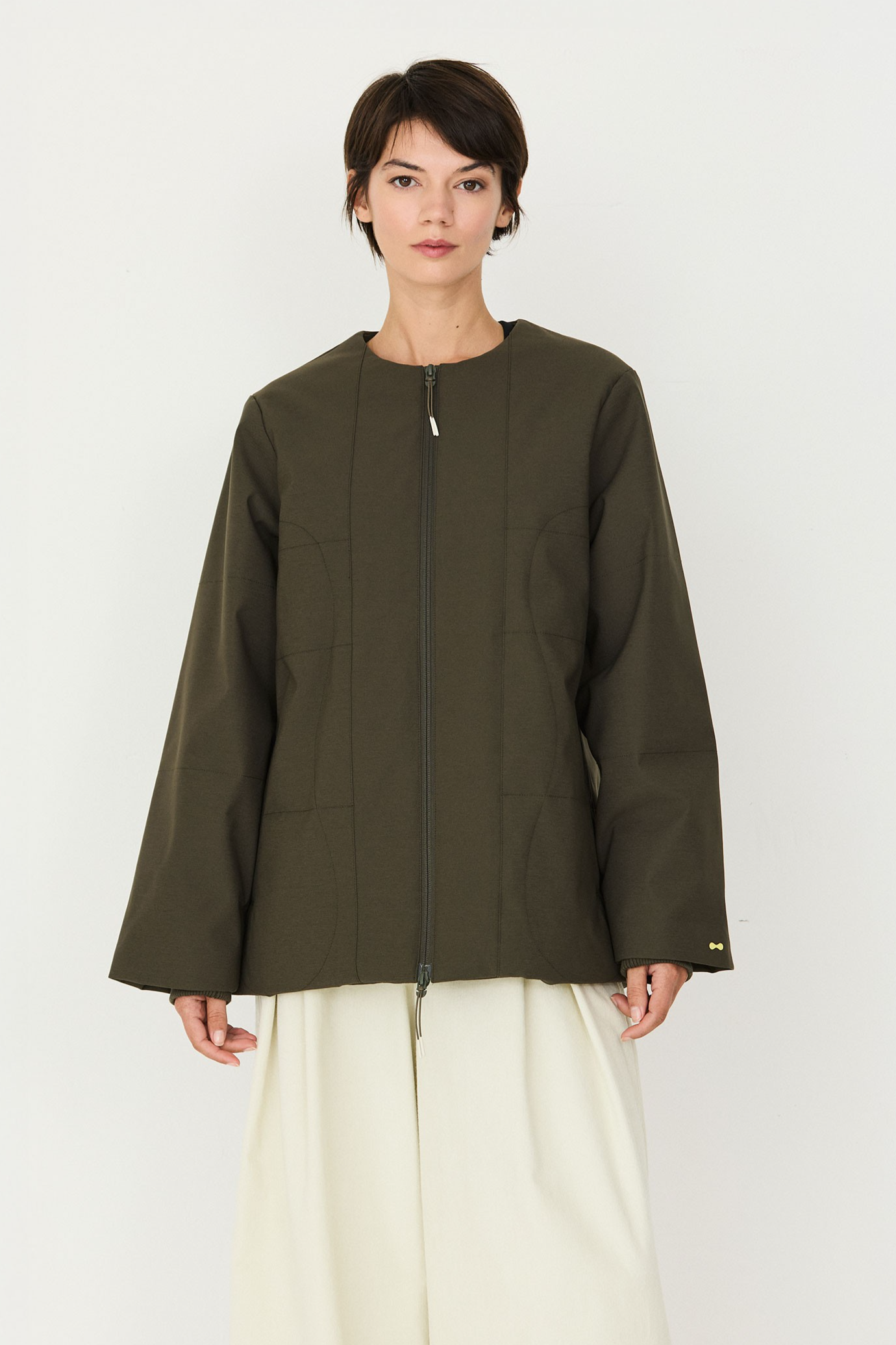 SKFK Damen vegan Kurzer Wattierter Mantel Laura In Khaki