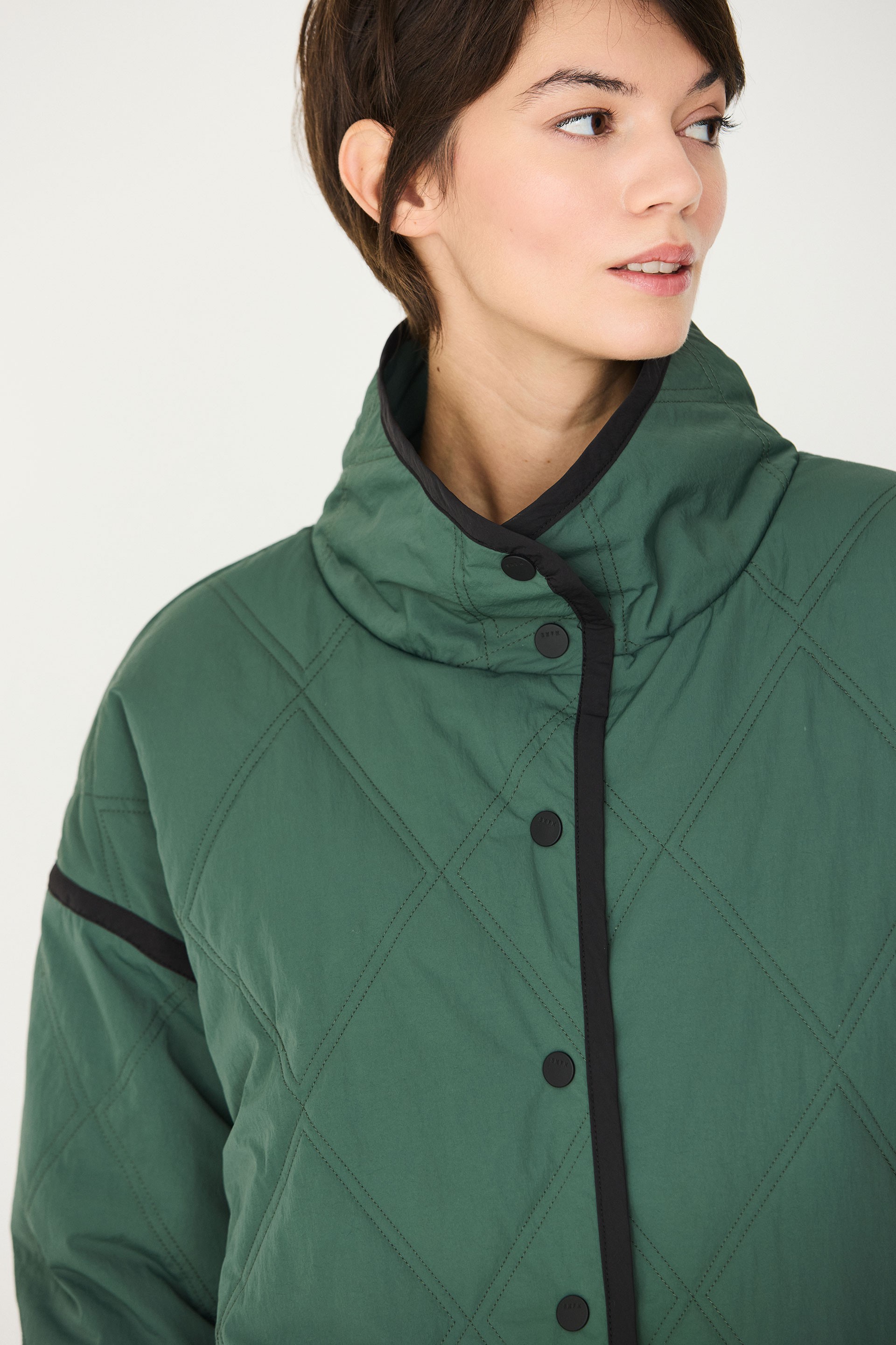 SKFK womens vegan Coat Loose Fitted Padded Asura Green