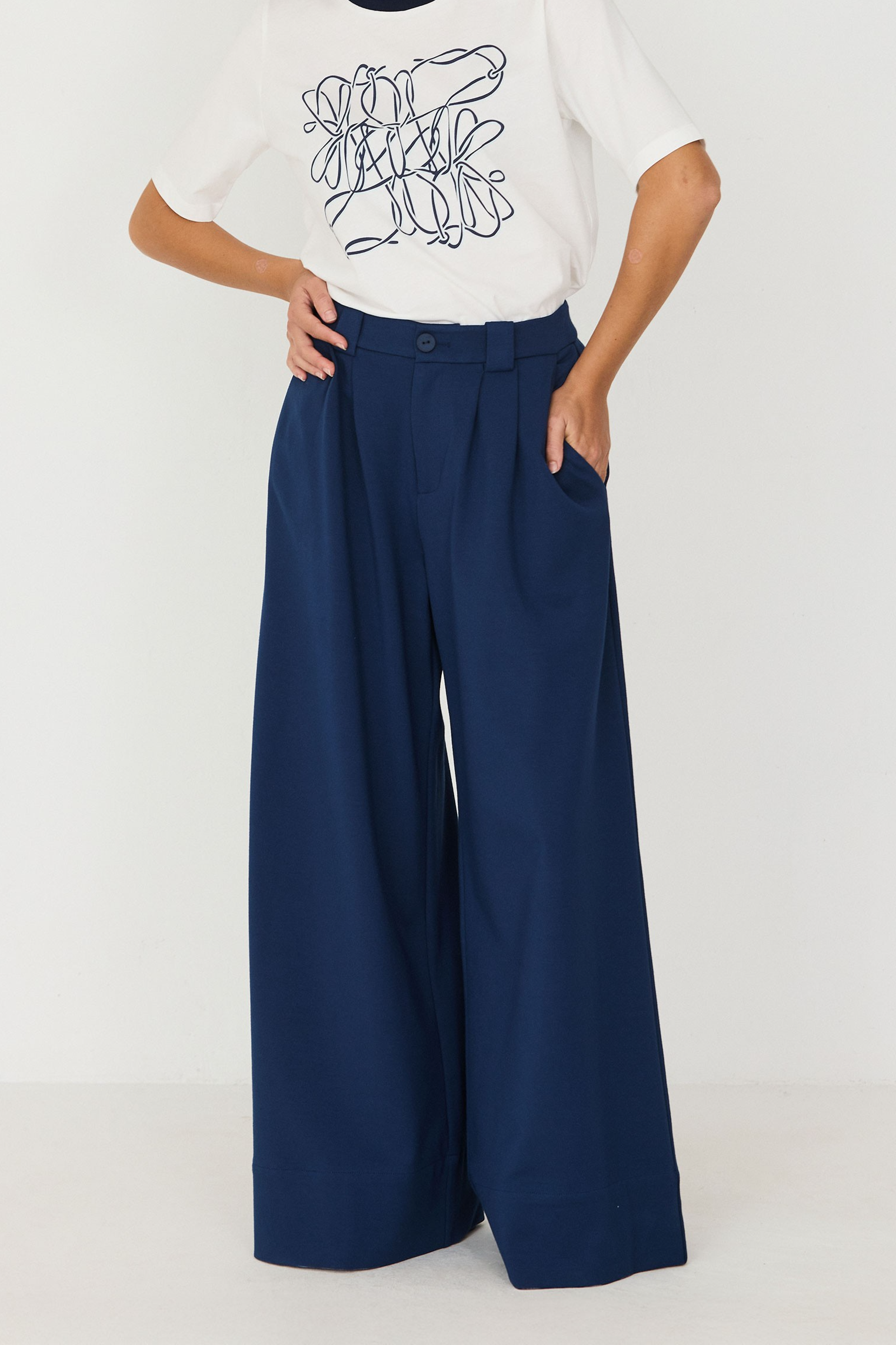 SKFK womens vegan Pants Palazzo Nia Blue