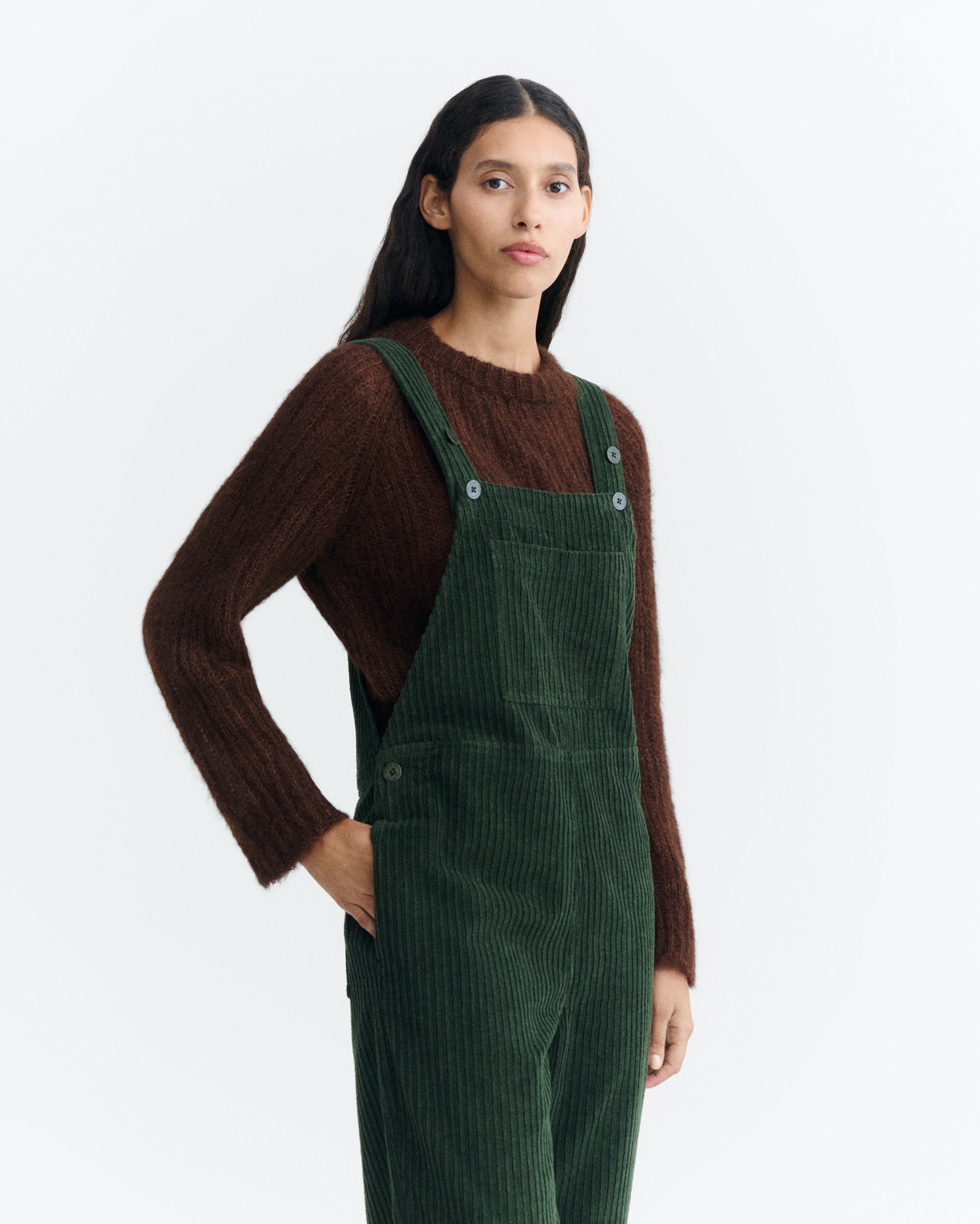 Thinking MU womens vegan Jumpsuit Luz Bottle Green