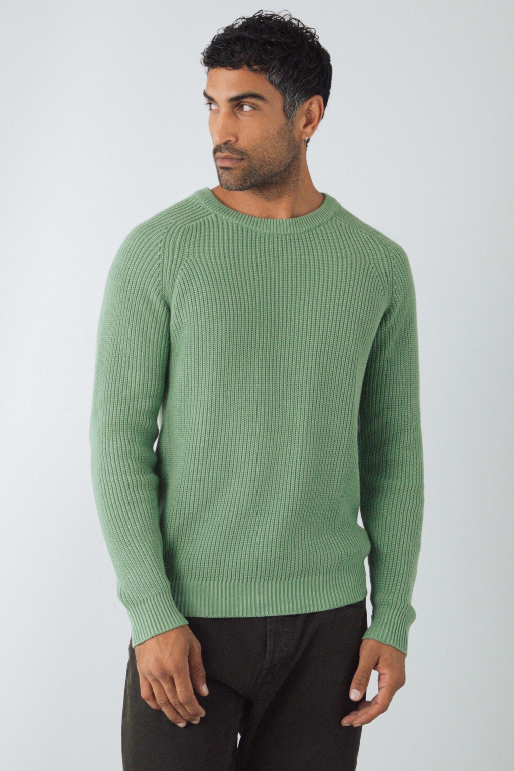 Honest Basics men vegan Jumper Heavy Knit Sage